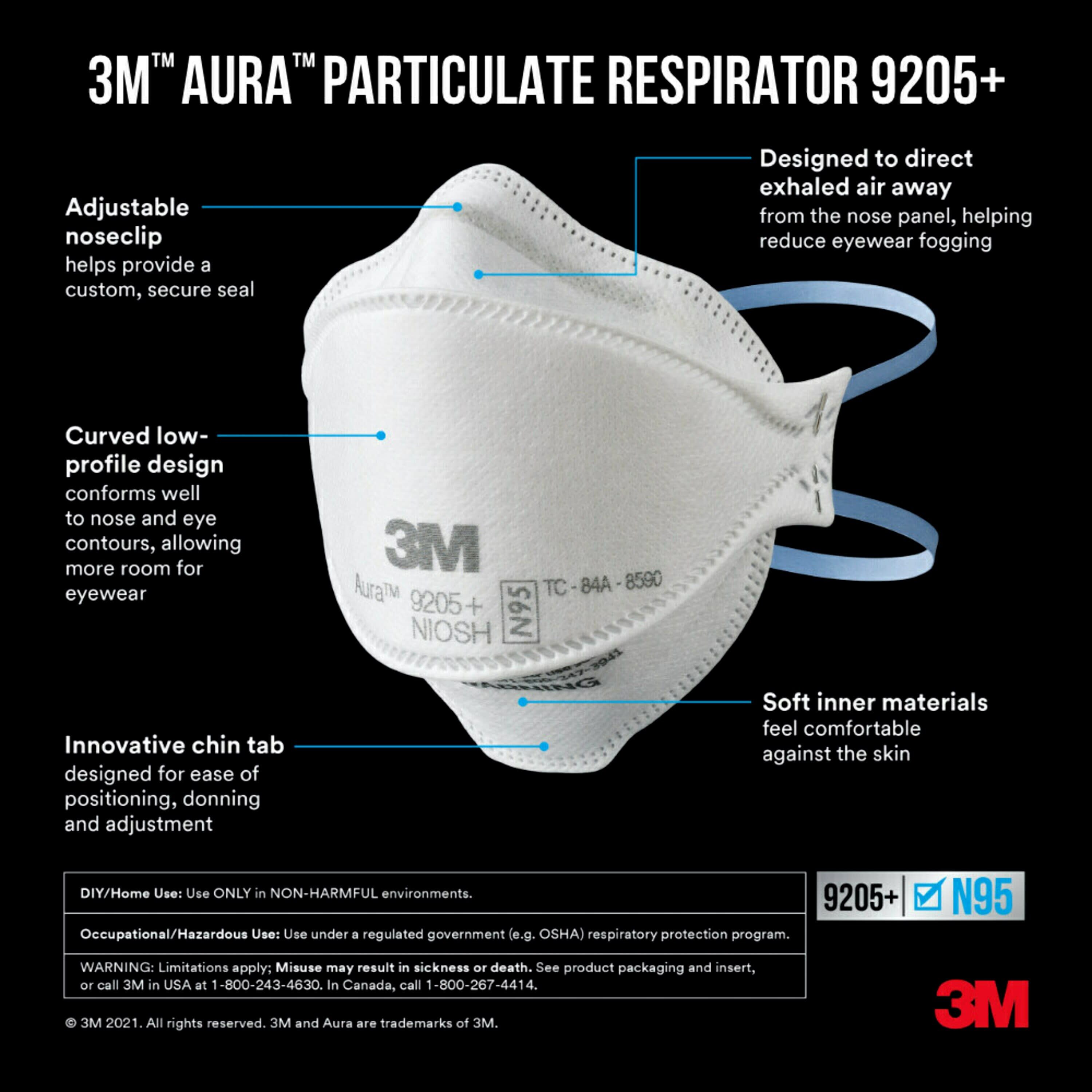 Respirador desechable blanco para pintura N95 de 3M - Paquete de 10 unidades 9205PP-10-DC
