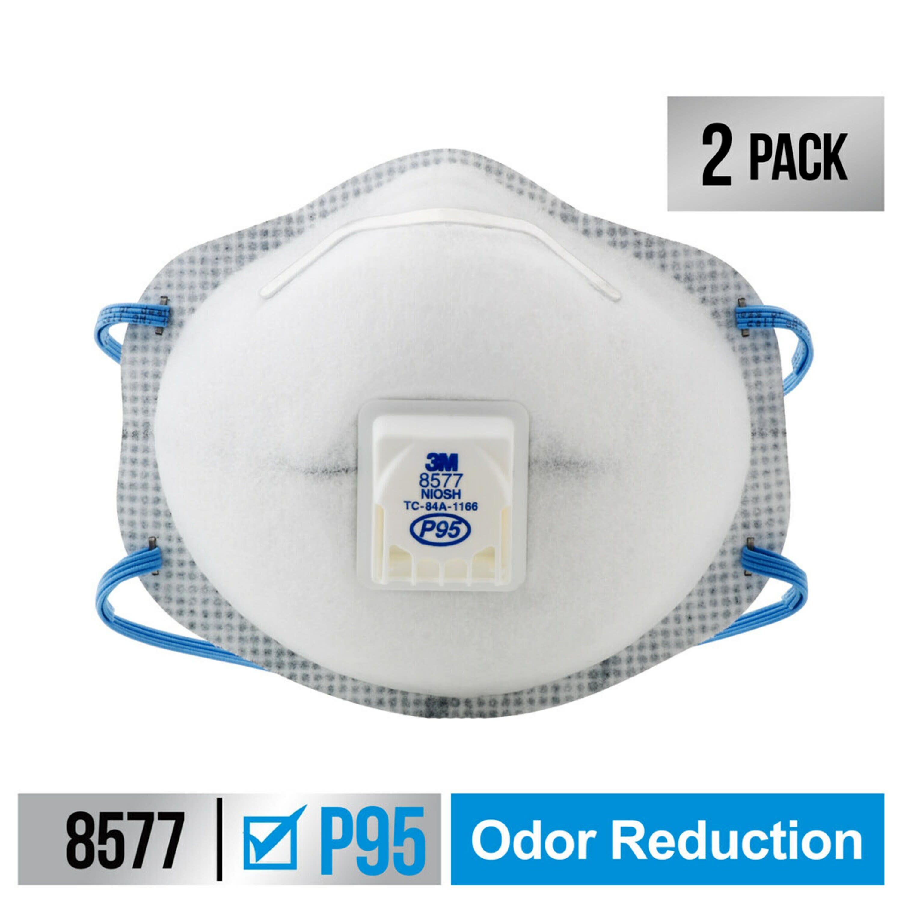 Respirador desechable multiusos blanco P95 de 3M, paquete doble 8577CA1-C