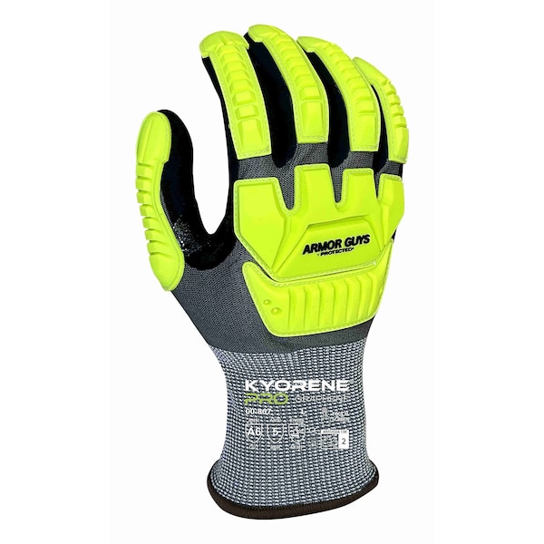 Guantes resistentes a cortes Armor Guys, Nivel de corte A6, 18g, Gris/Negro/Amarillo de alta visibilidad, Talla L - 00-867-L