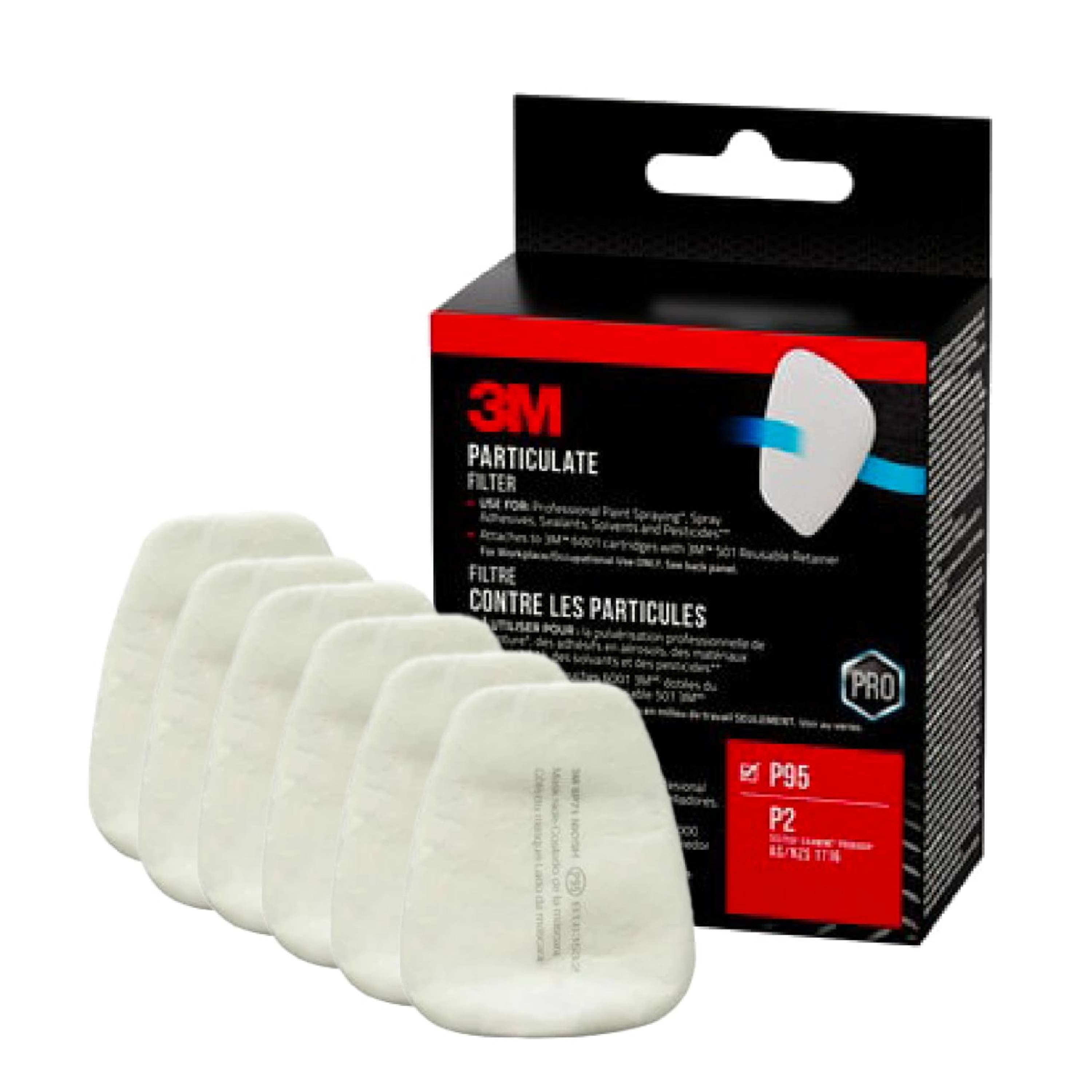 Paquete de 6 Cartuchos/Filtros Desechables Blancos para Pintura P95 de 3M