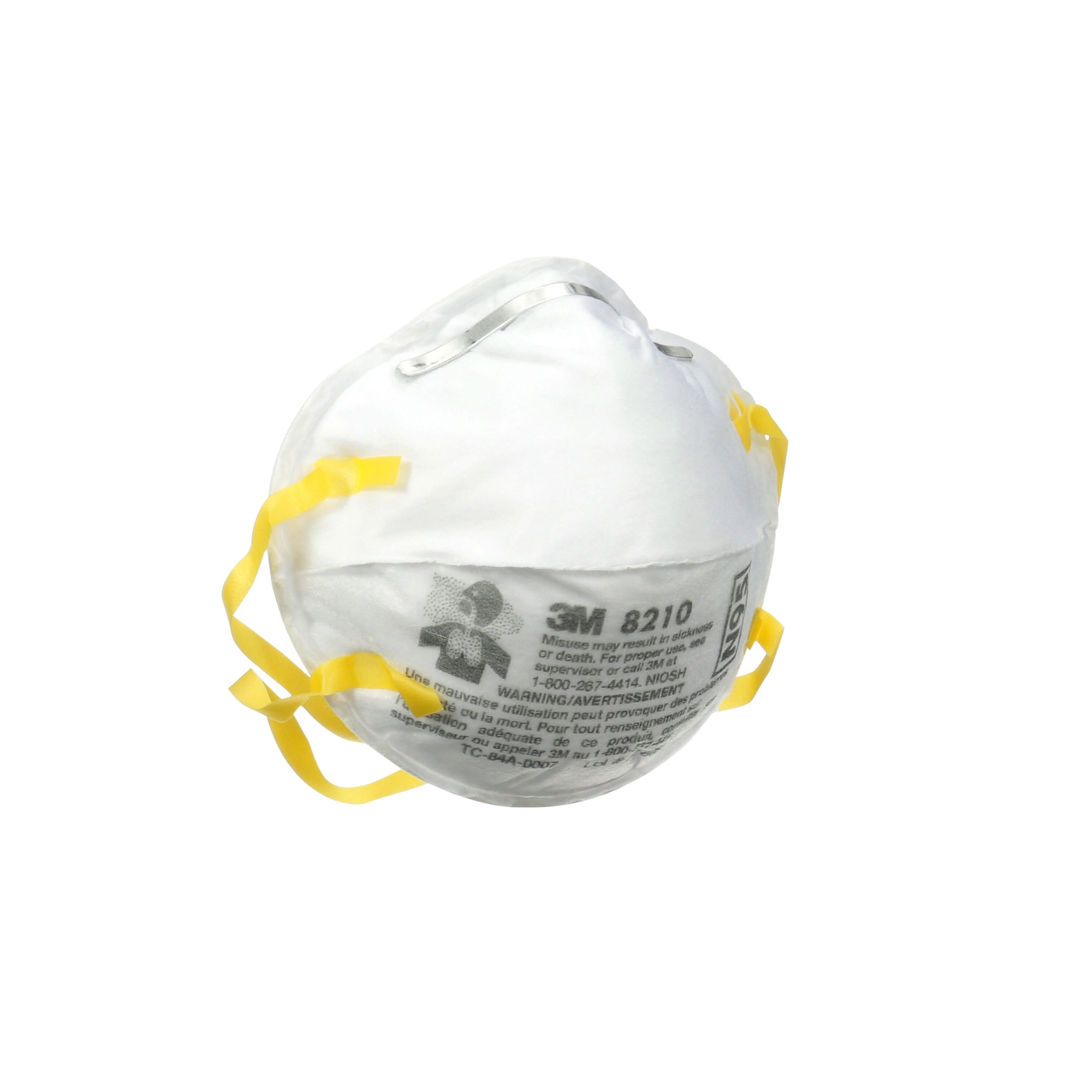 Respirador Desechable Blanco N95 para Lijado y Fibra de Vidrio en Paquete de 20 Unidades 8210DB1-A de 3M.