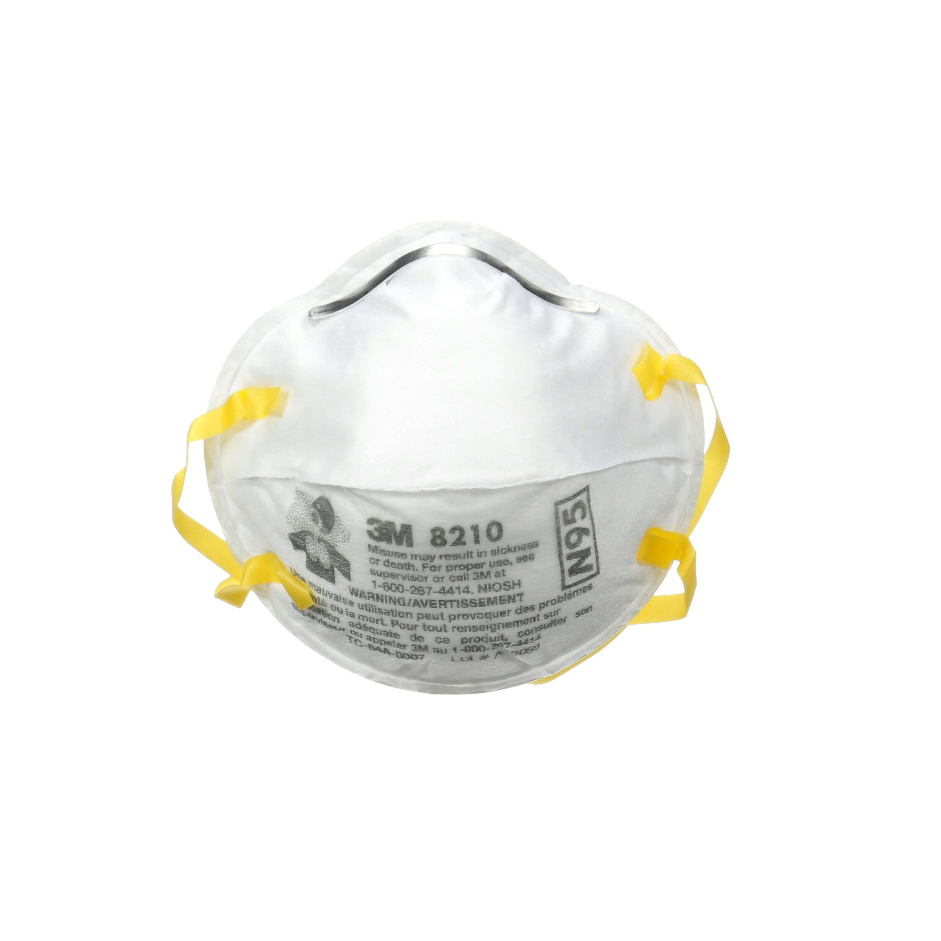Respirador Desechable Blanco N95 para Lijado y Fibra de Vidrio en Paquete de 20 Unidades 8210DB1-A de 3M.