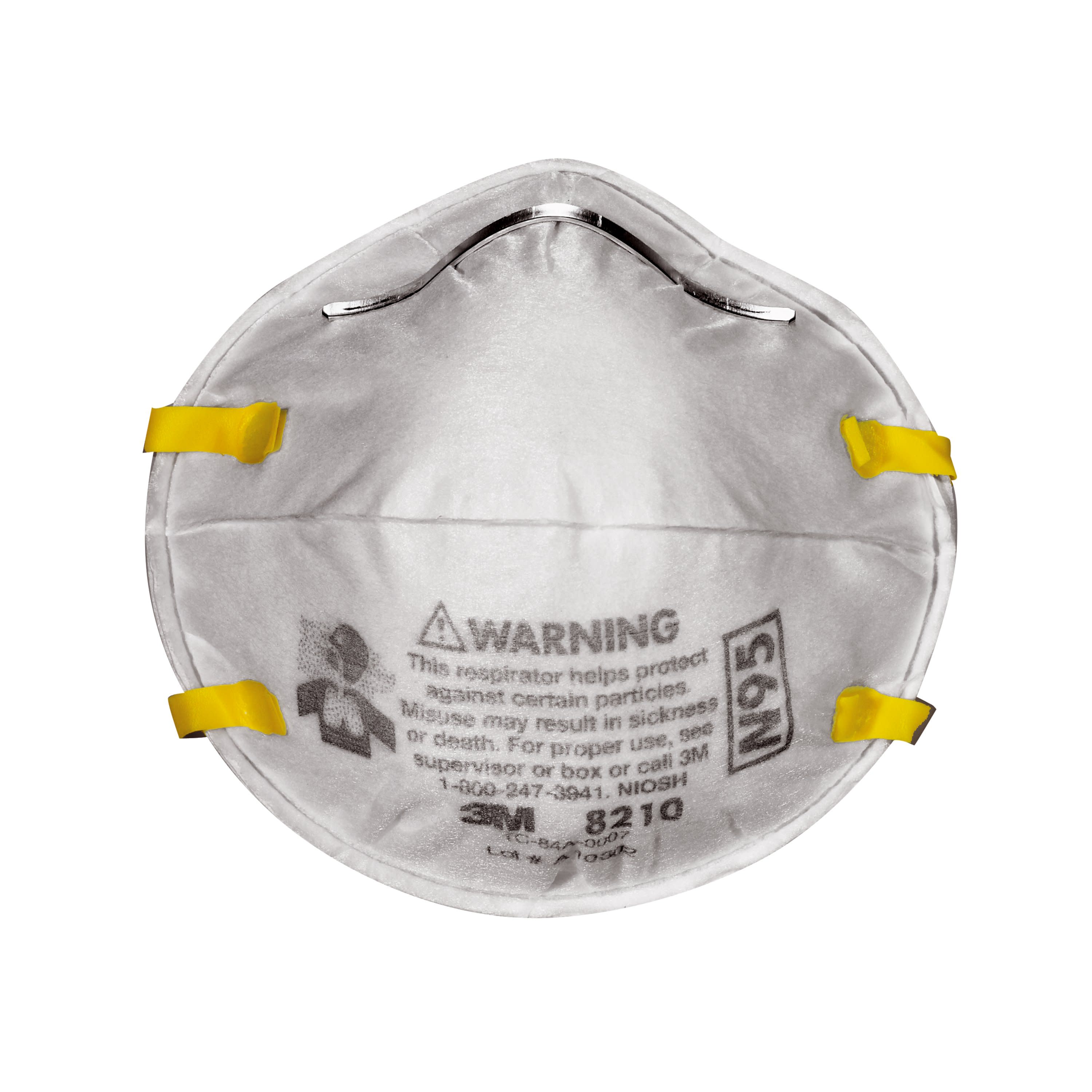 Respirador Desechable Blanco N95 para Lijado y Fibra de Vidrio en Paquete de 20 Unidades 8210DB1-A de 3M.