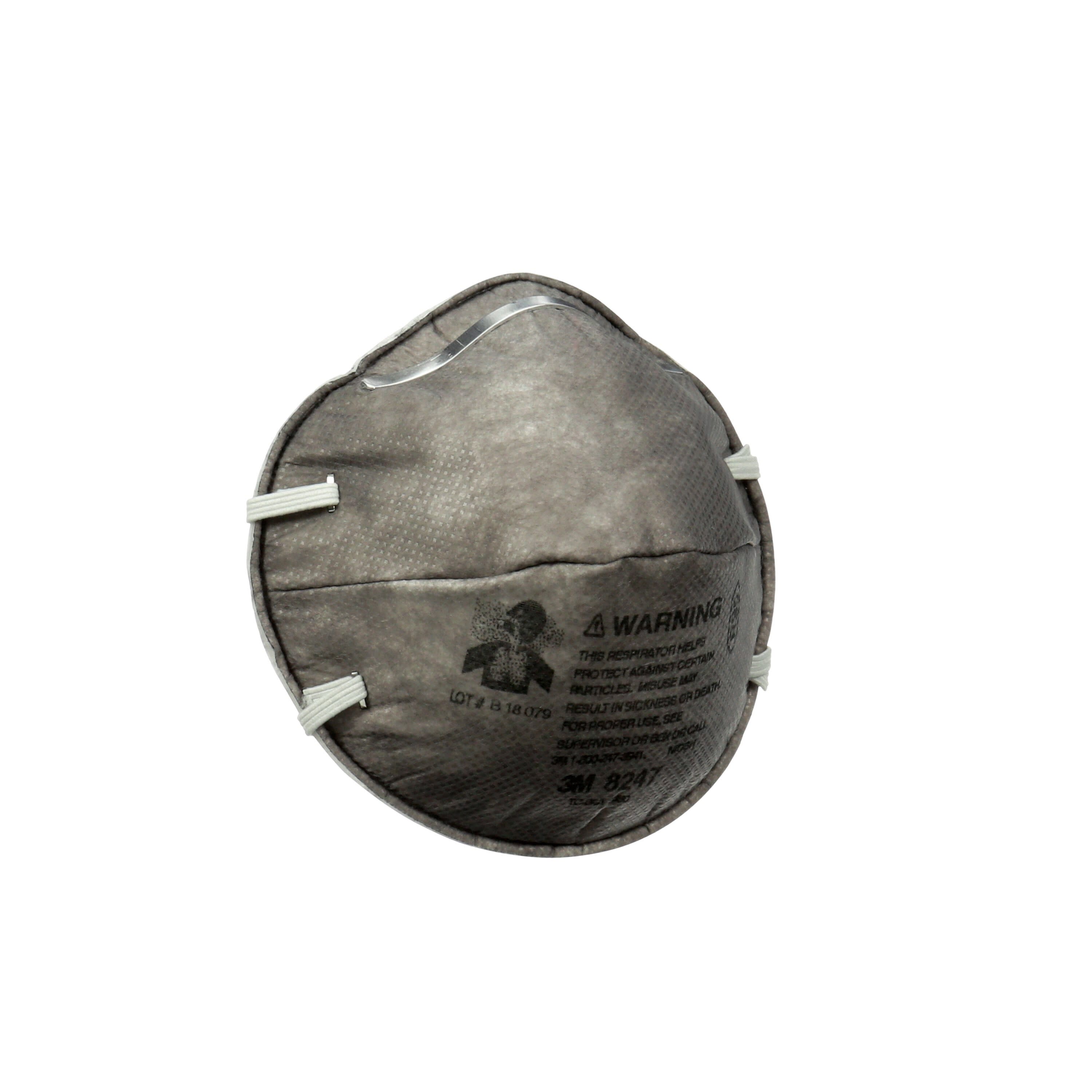 Respirador desechable gris 3M R95 para pintura, lijado y fibra de vidrio 8247P1-DC