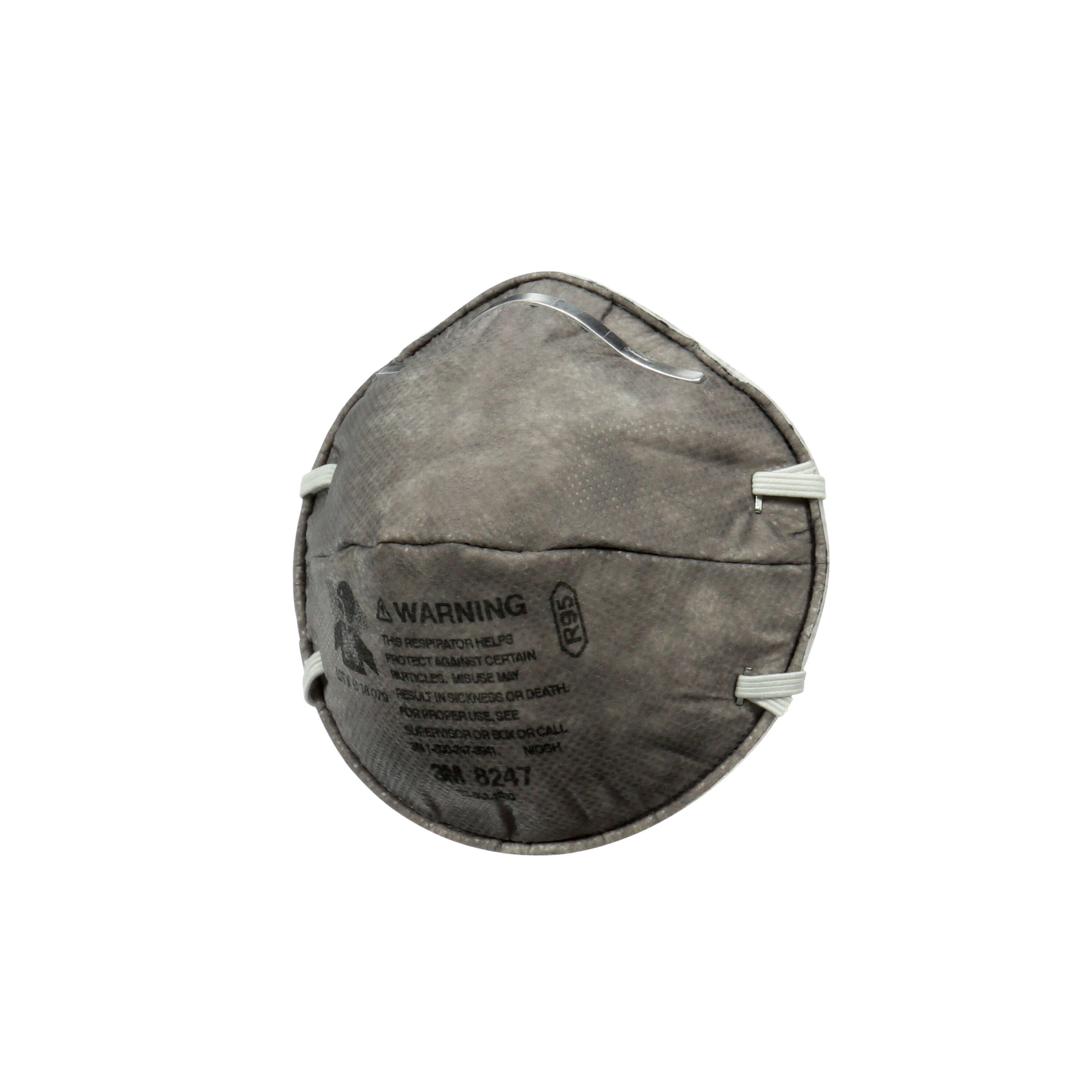 Respirador desechable gris 3M R95 para pintura, lijado y fibra de vidrio 8247P1-DC