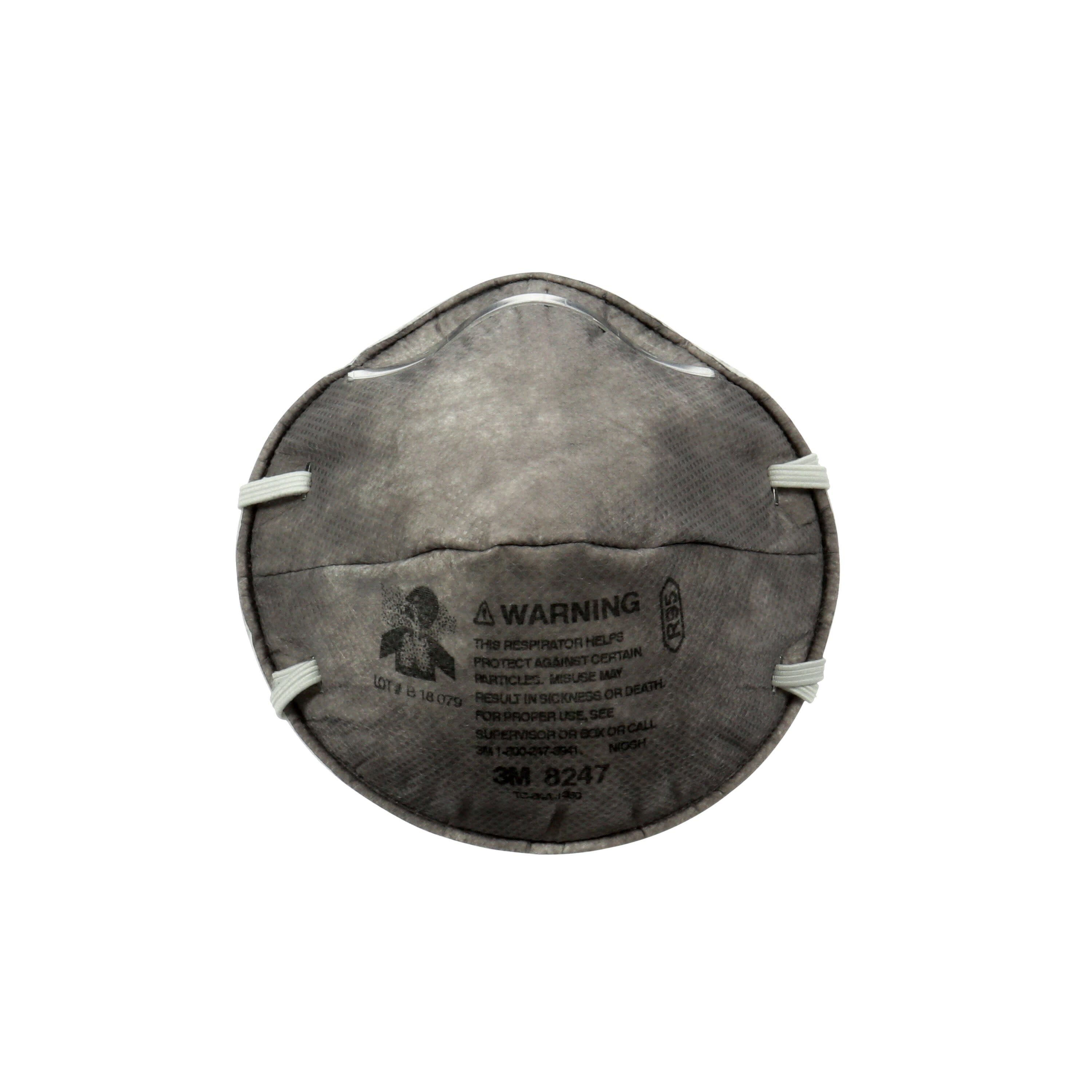 Respirador desechable gris 3M R95 para pintura, lijado y fibra de vidrio 8247P1-DC