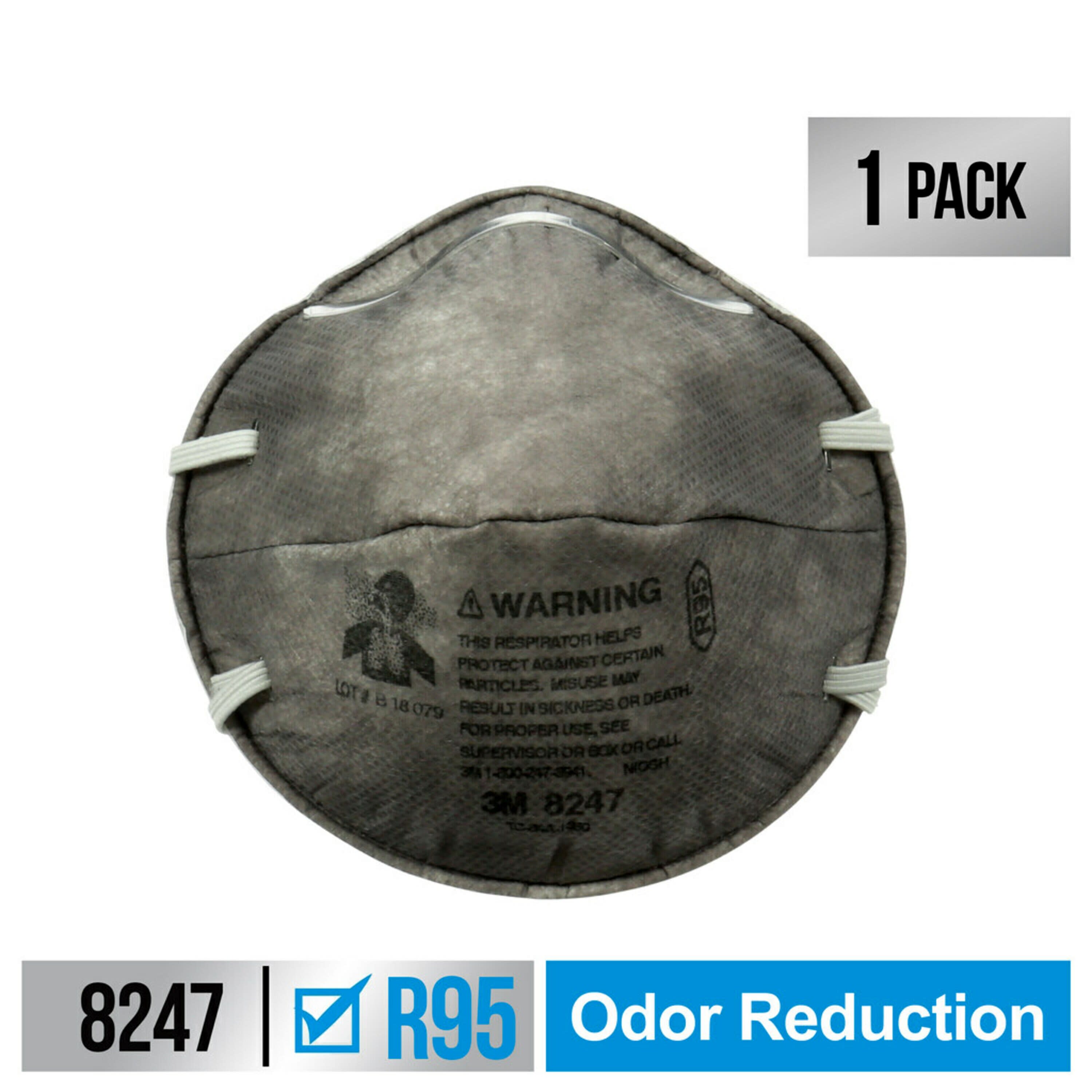 Respirador desechable gris 3M R95 para pintura, lijado y fibra de vidrio 8247P1-DC