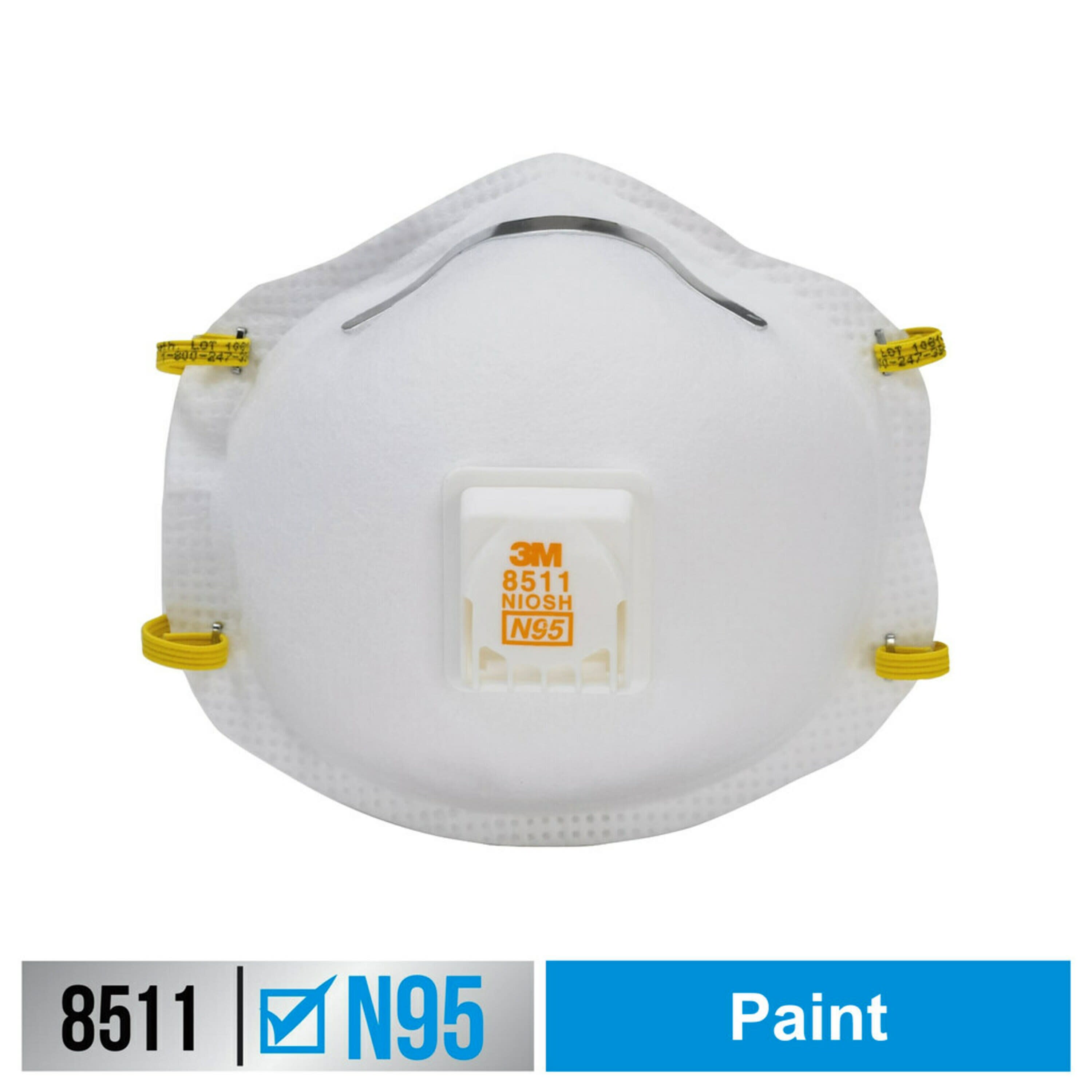10 Paquete de respirador desechable blanco N95 para lijado y fibra de vidrio - 8511P10-DC-PS de 3M