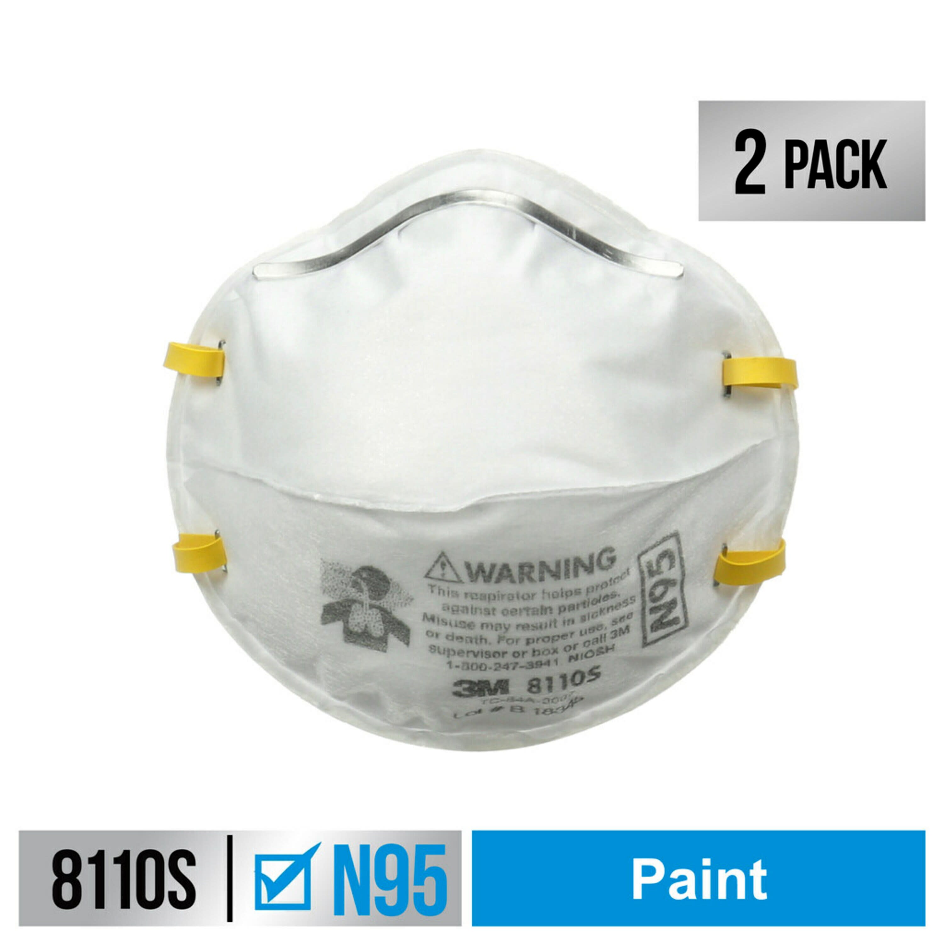 Respirador desechable 3M Performance 2-Pack Blanco N95 para adulto pequeño, para lijado y fibra de vidrio - 8110SP2-DC