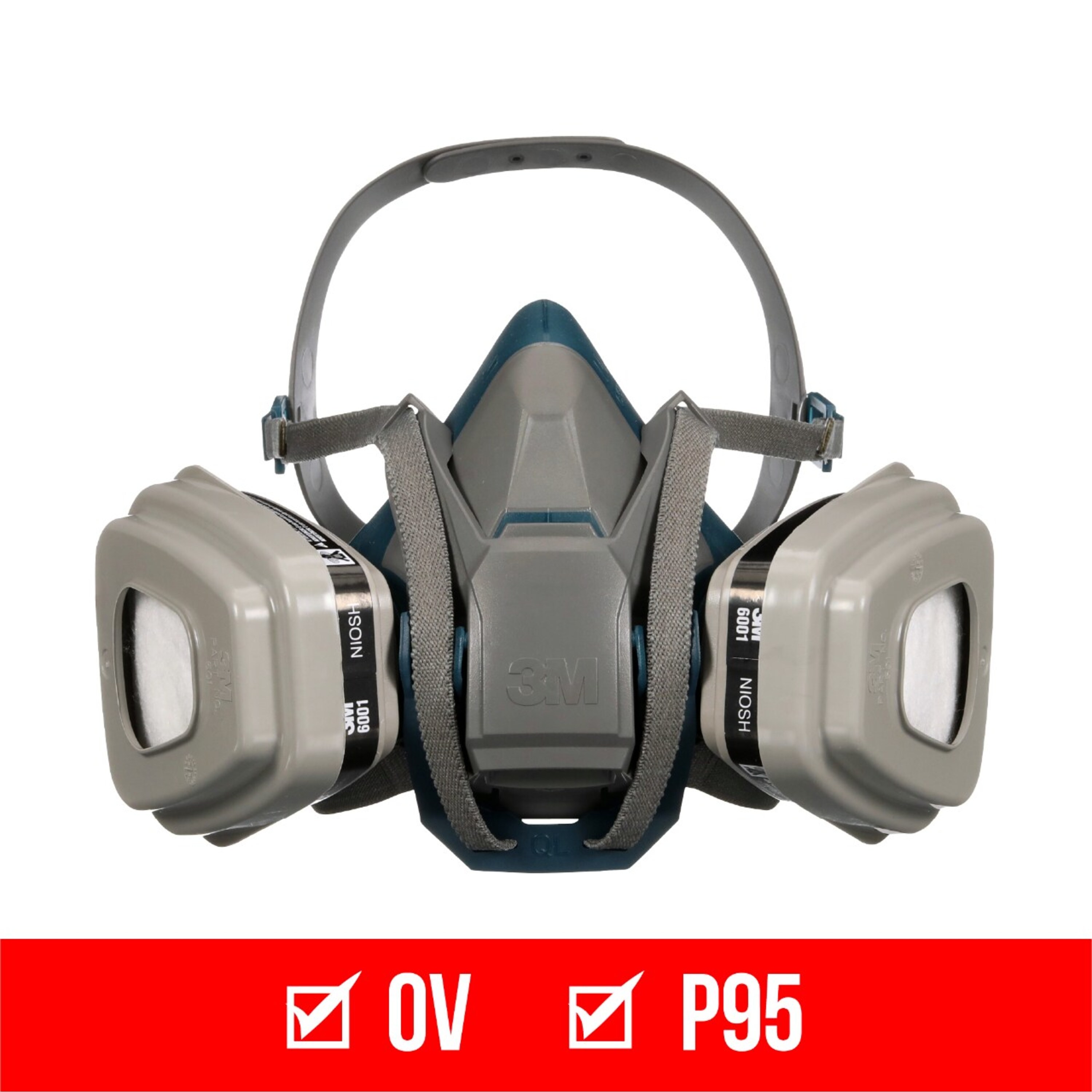 Respirador de media cara reutilizable 3M gris P95 para pintura, tamaño mediano, para adulto 6502QLP1-DC