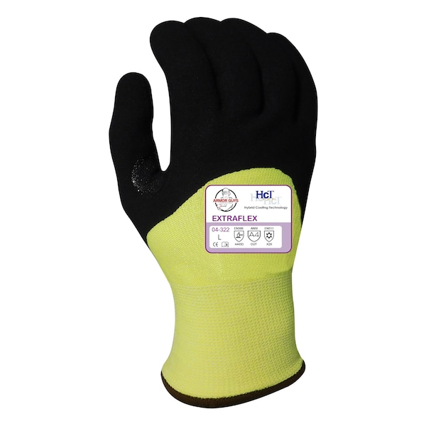 Guantes resistentes al corte Armor Guys, Nivel de corte A4, 13g, Amarillo/Negro de alta visibilidad, Talla L - 04-322-L