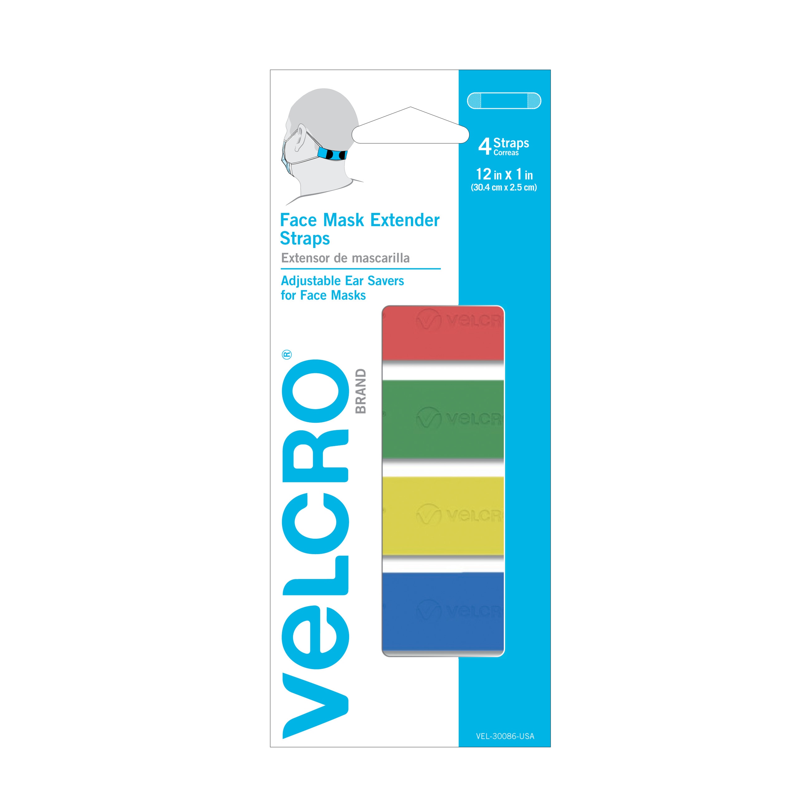 Extensor de mascarilla multiusos de nylon reutilizable VELCRO Brand 4-Pack, talla única, no clasificado VEL-30086ACS-USA