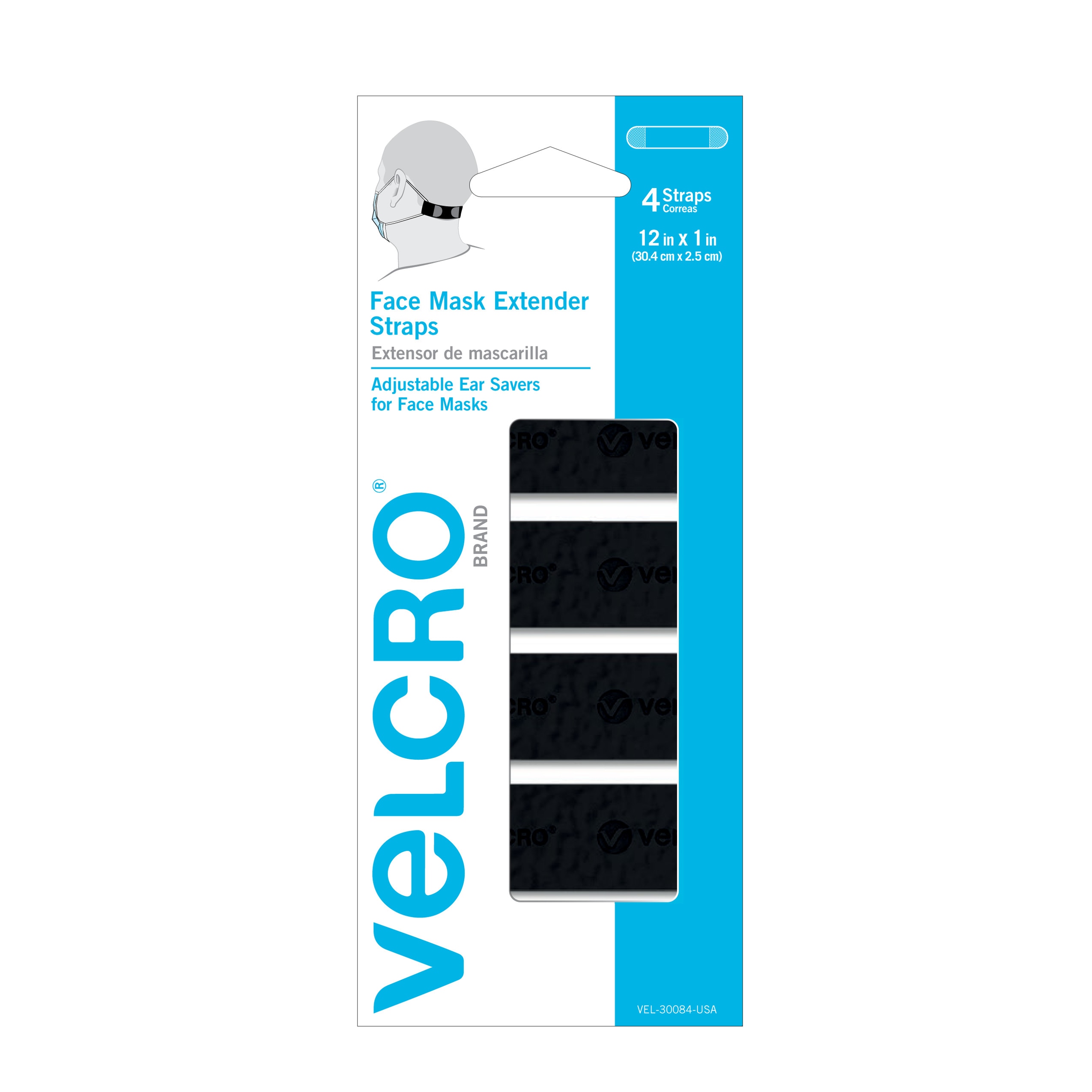 Extensor de mascarilla multiusos VELCRO Brand de nylon reutilizable de 4 piezas, talla única