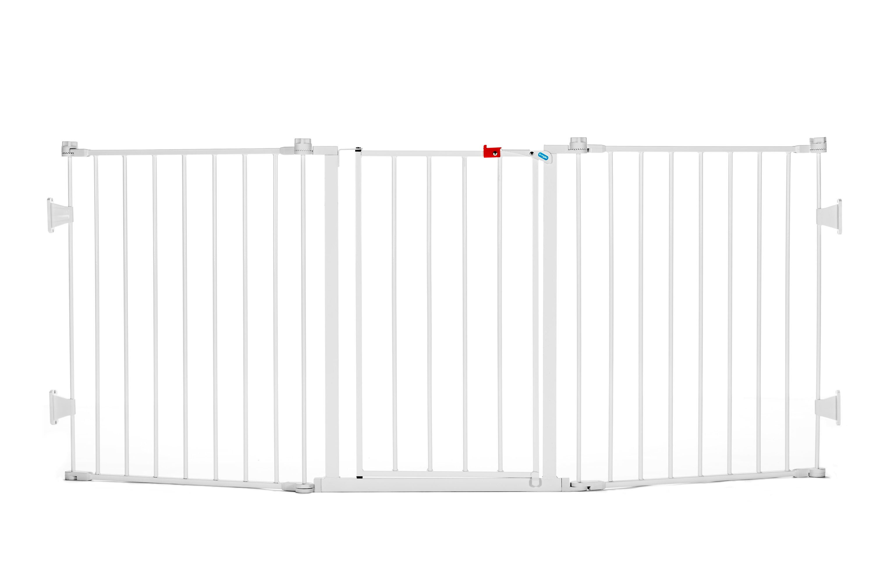 Barrera de seguridad metálica blanca montada con herrajes de 76 pulgadas x 31 pulgadas Regalo Gate 1175 DS