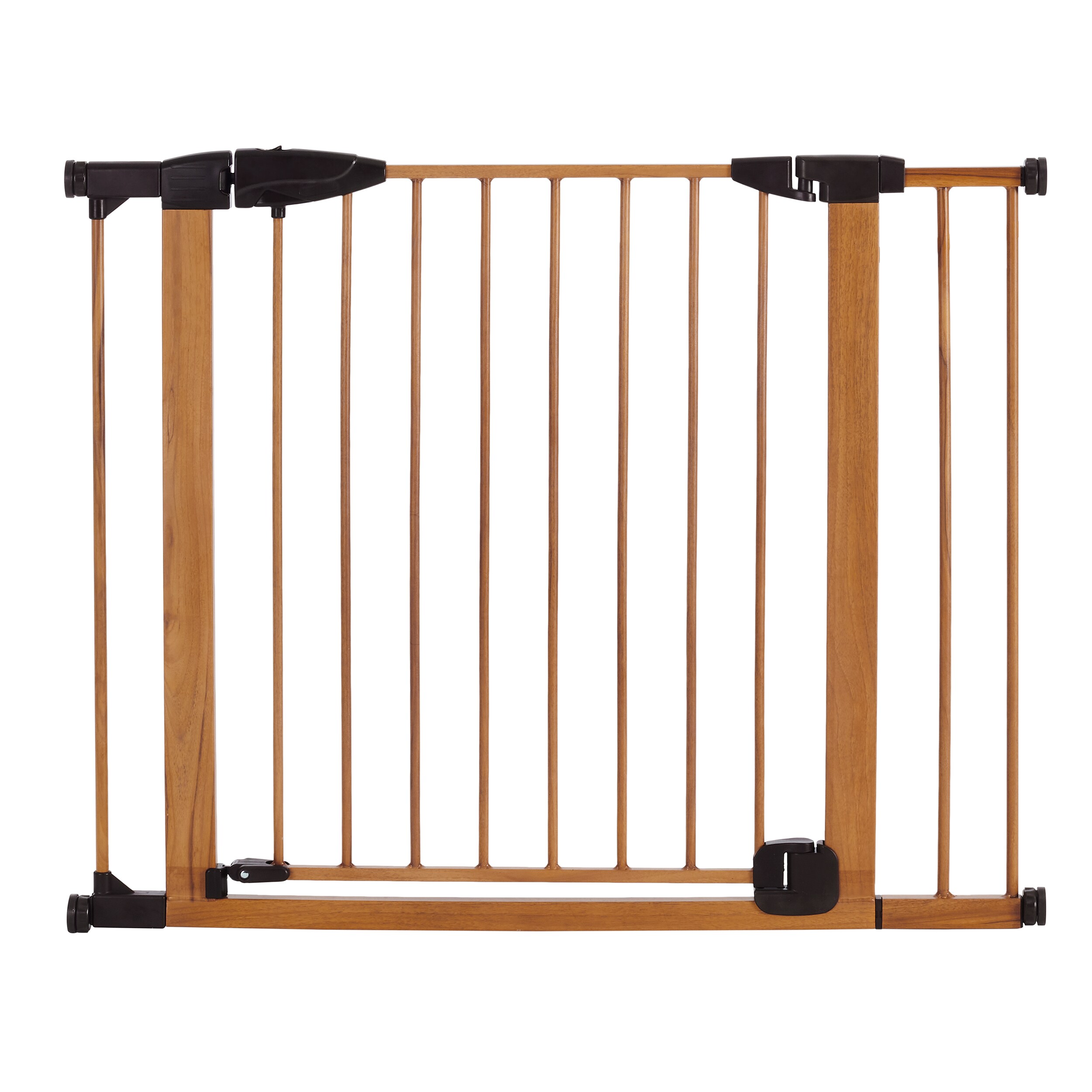 Puerta de seguridad metálica marrón y café oscuro montada a presión de 40.5 pulgadas x 30 pulgadas para niños pequeños Toddleroo by North States 5348