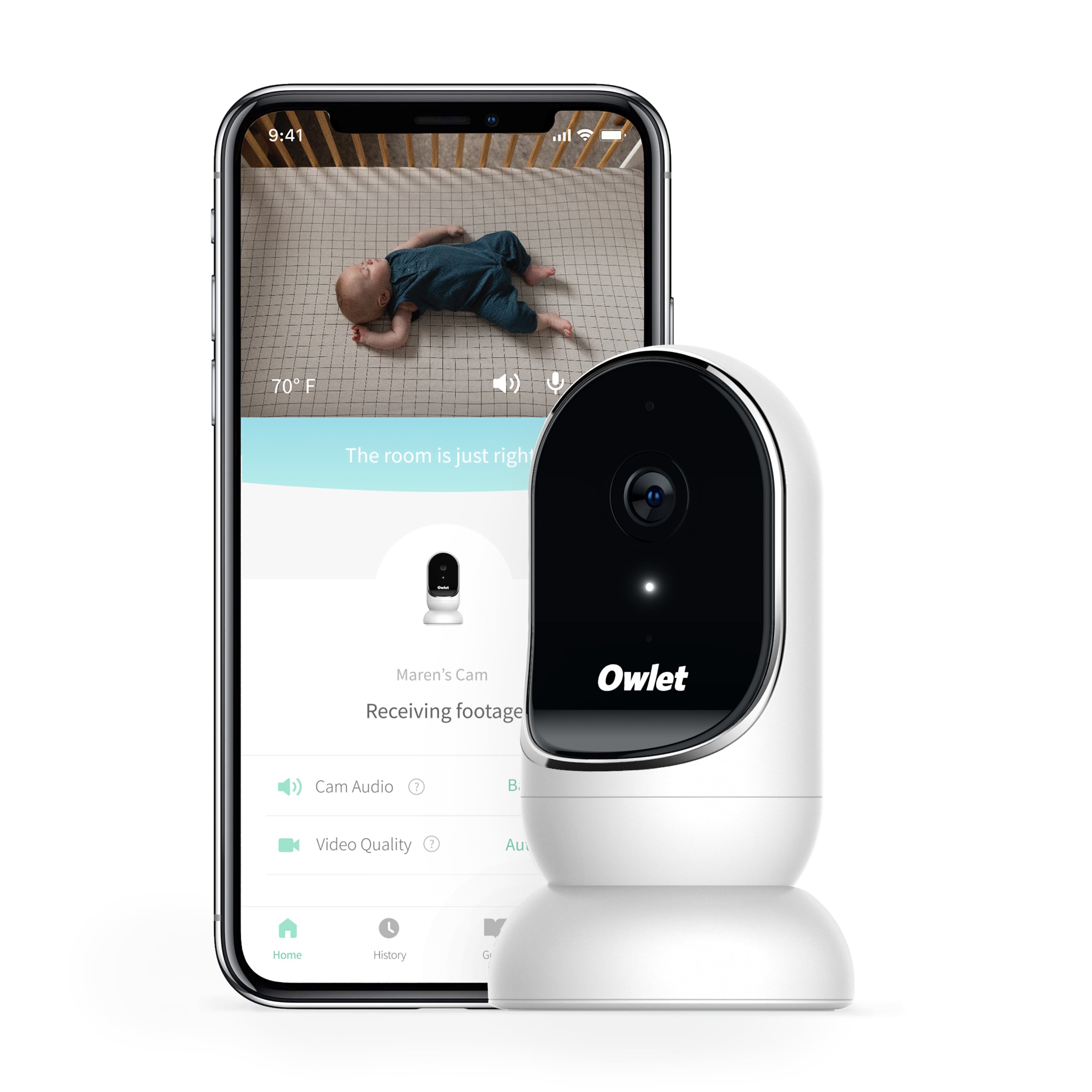 Monitor de bebé con video HD inteligente Owlet Owlet Cam BC04NNBBYH