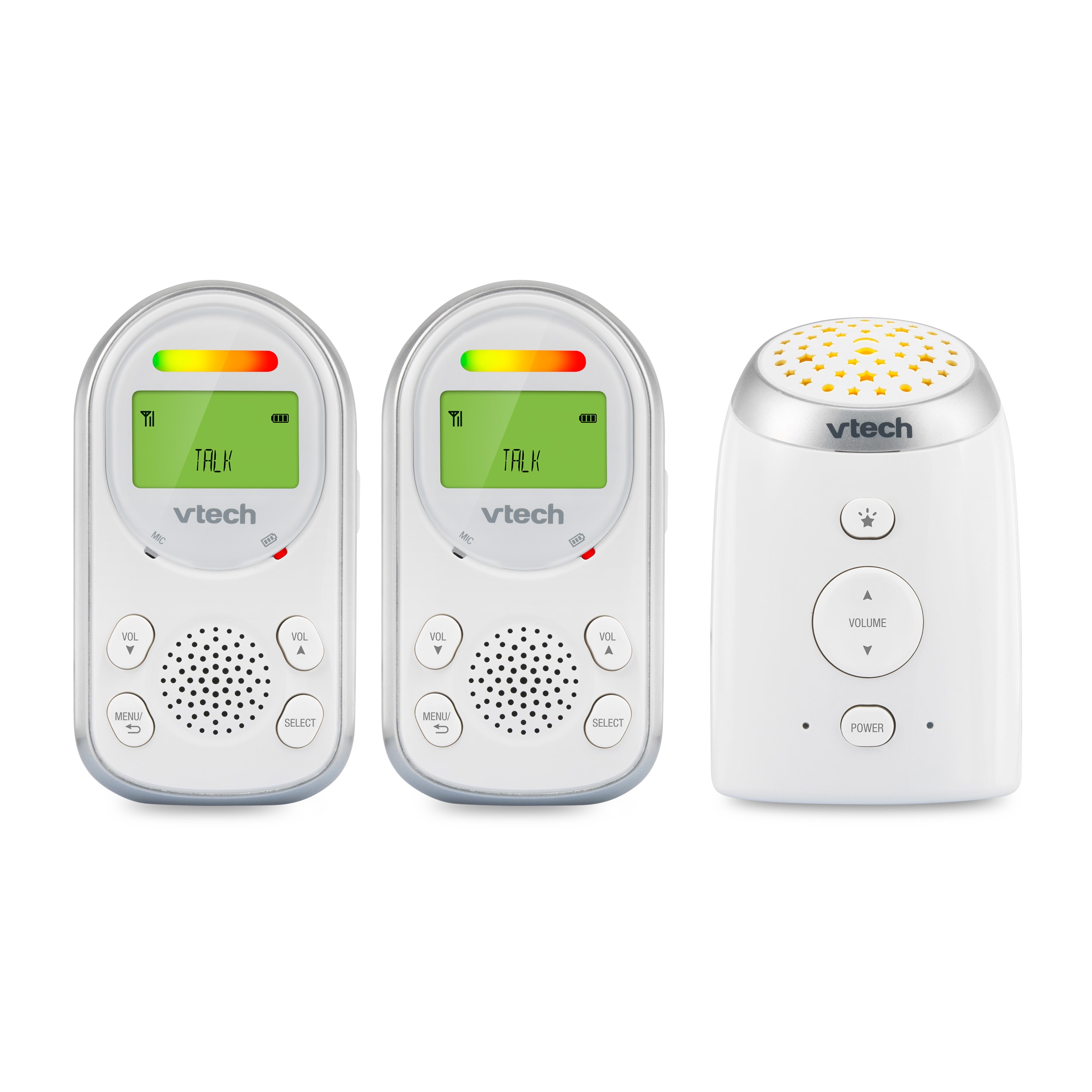Monitor de bebé de audio VTech Tm8212-2 con 2 unidades para padres, alcance de hasta 1,000 pies y alerta de sonido vibrante TM8212-2