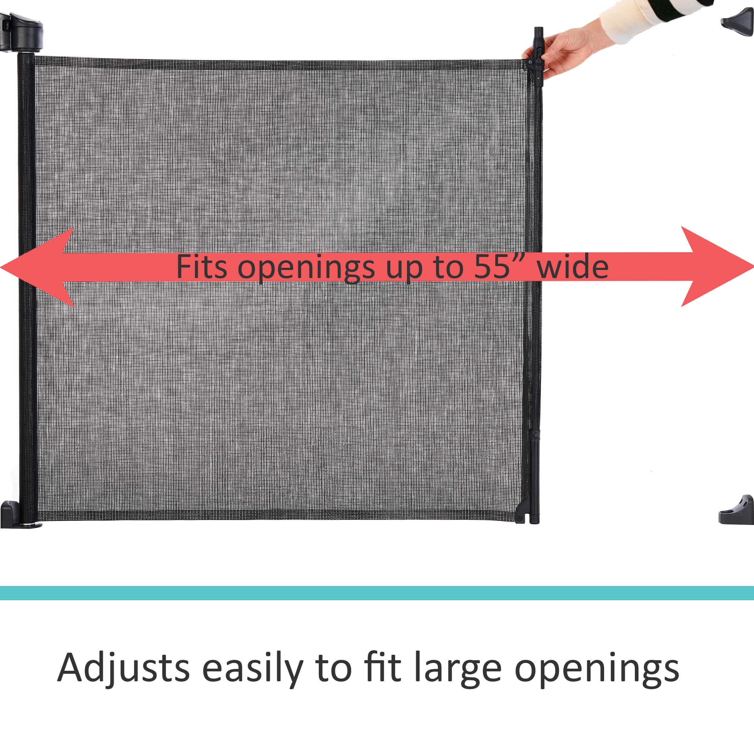 Puerta de seguridad de metal negro montada con hardware de 55 pulgadas x 33 pulgadas Toddleroo de North States 4967S