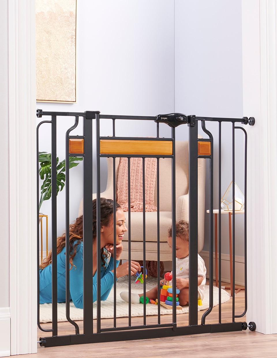 Puerta de seguridad de metal negro montada a presión/hardware de 41.5 pulgadas x 37.0 pulgadas, modelo 0320 DS