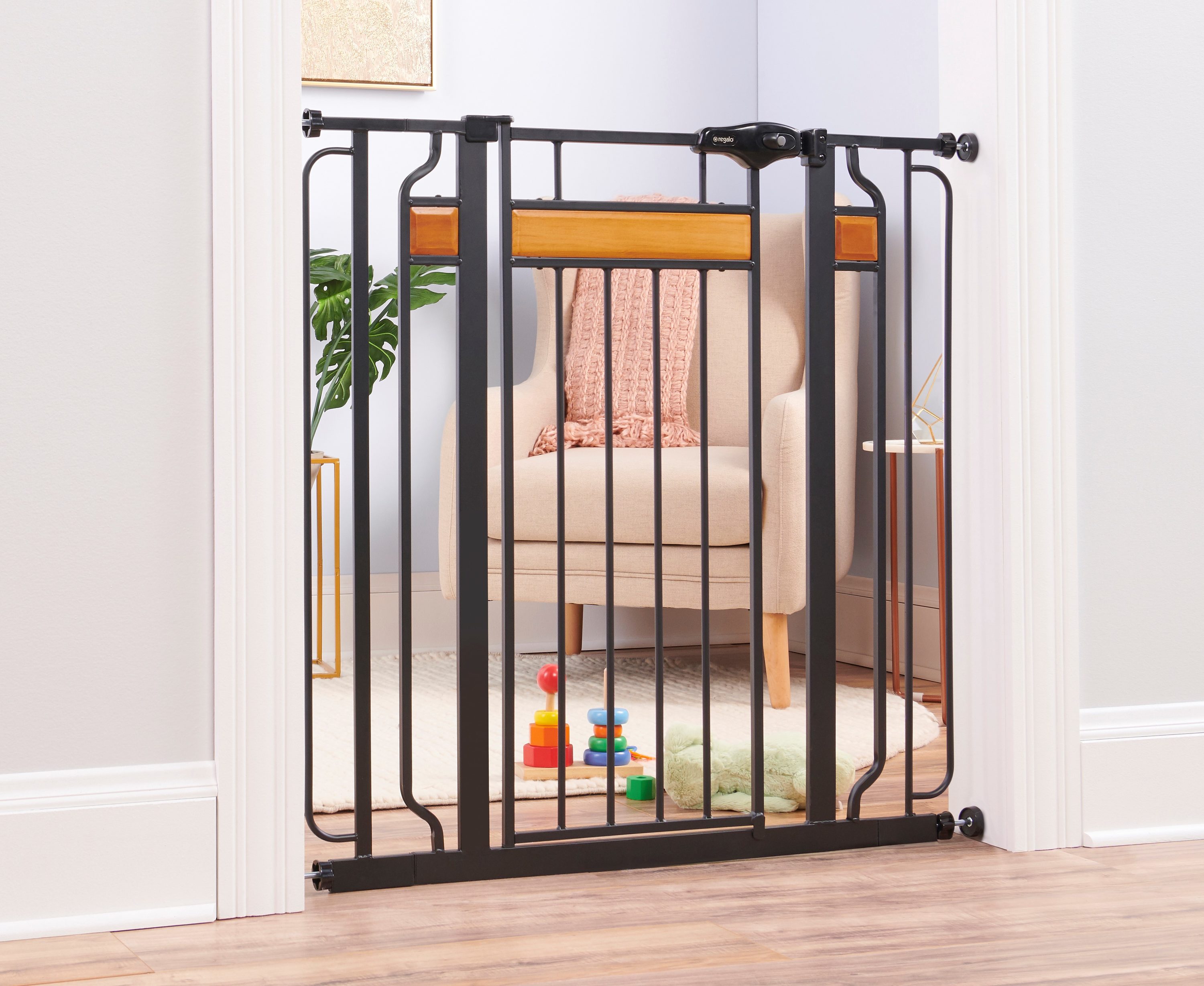 Puerta de seguridad de metal negro montada a presión/hardware de 41.5 pulgadas x 37.0 pulgadas, modelo 0320 DS