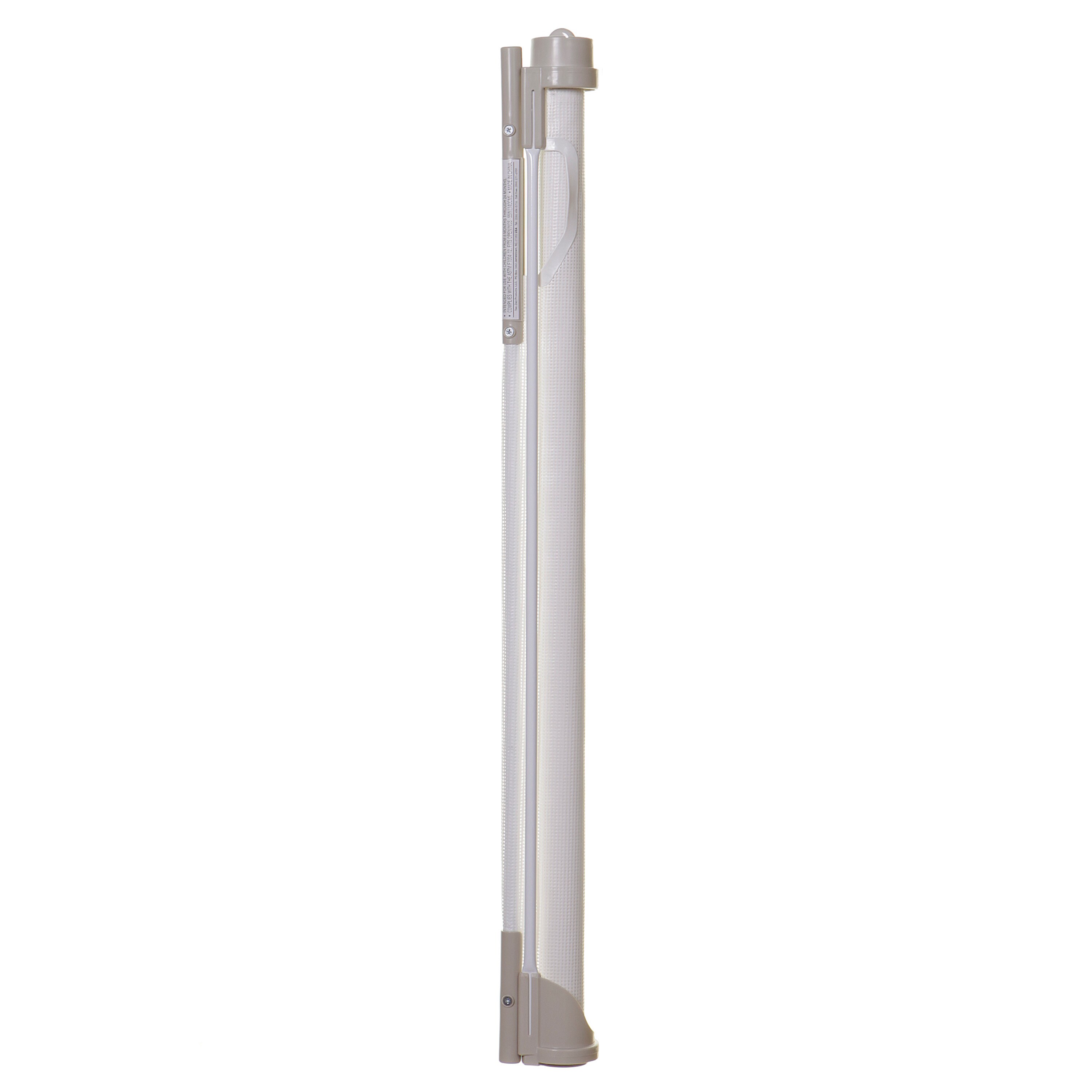Barrera de seguridad retráctil de plástico blanco montada con herrajes de 55 pulgadas x 34 pulgadas Dreambaby L820