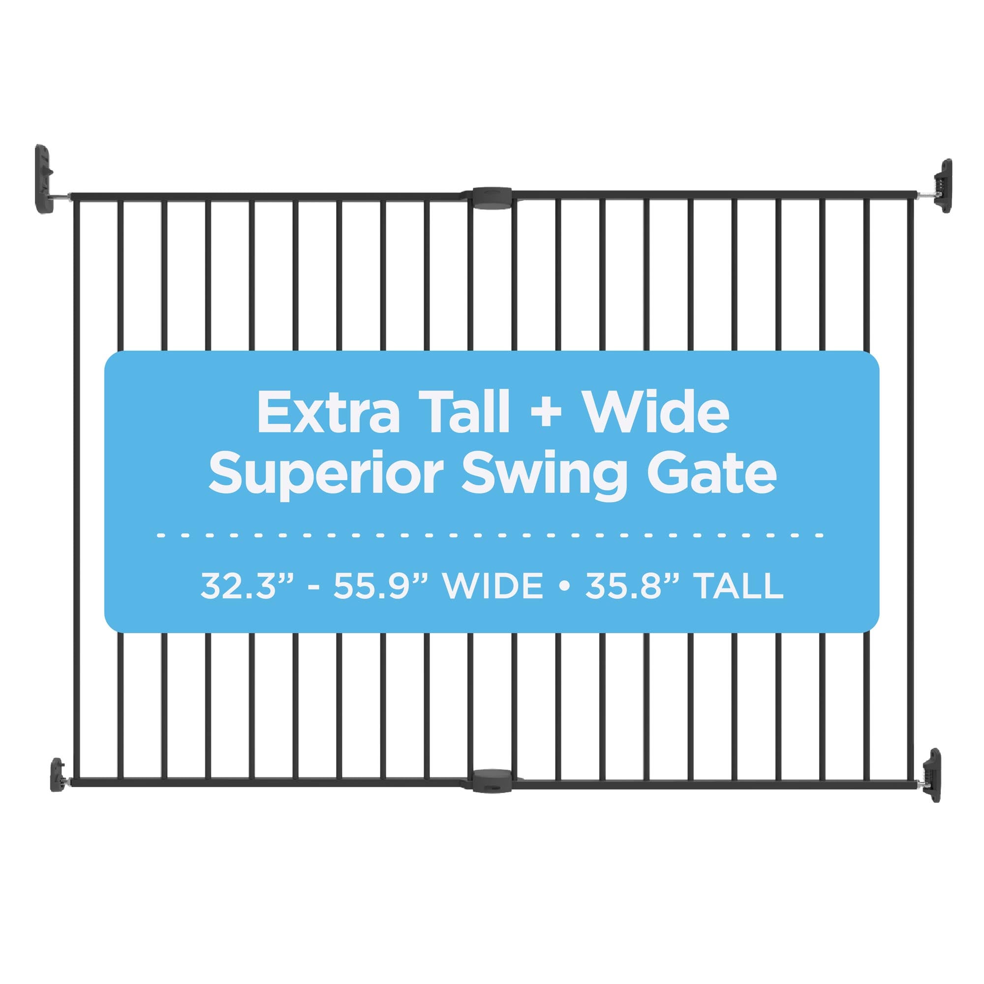 Puerta de seguridad superior Perma Child Safety de 55.9 pulgadas x 36 pulgadas, montada con hardware, en metal negro cálido para la seguridad 2769.