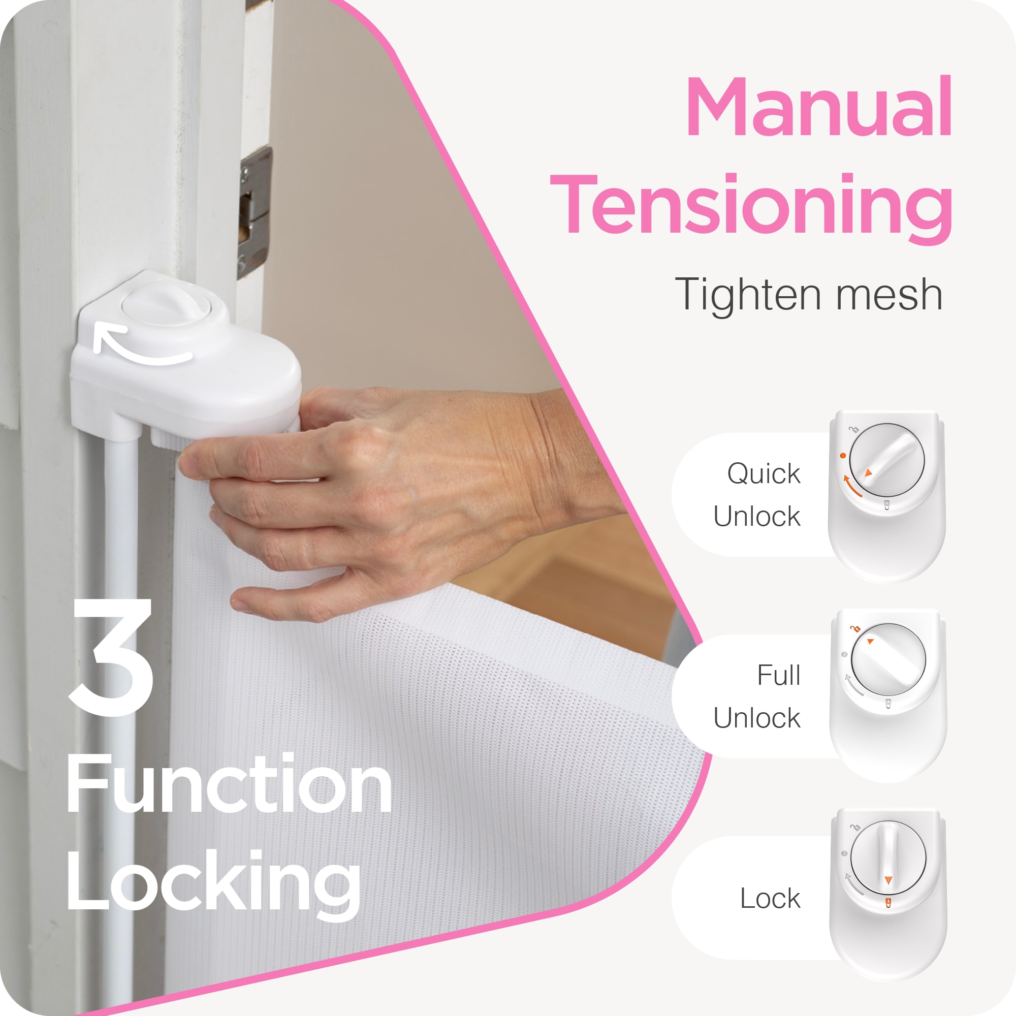 Puerta de seguridad para bebés retráctil definitiva de Perma Child Safety, montaje con hardware, 79 pulgadas x 38.6 pulgadas, color blanco.