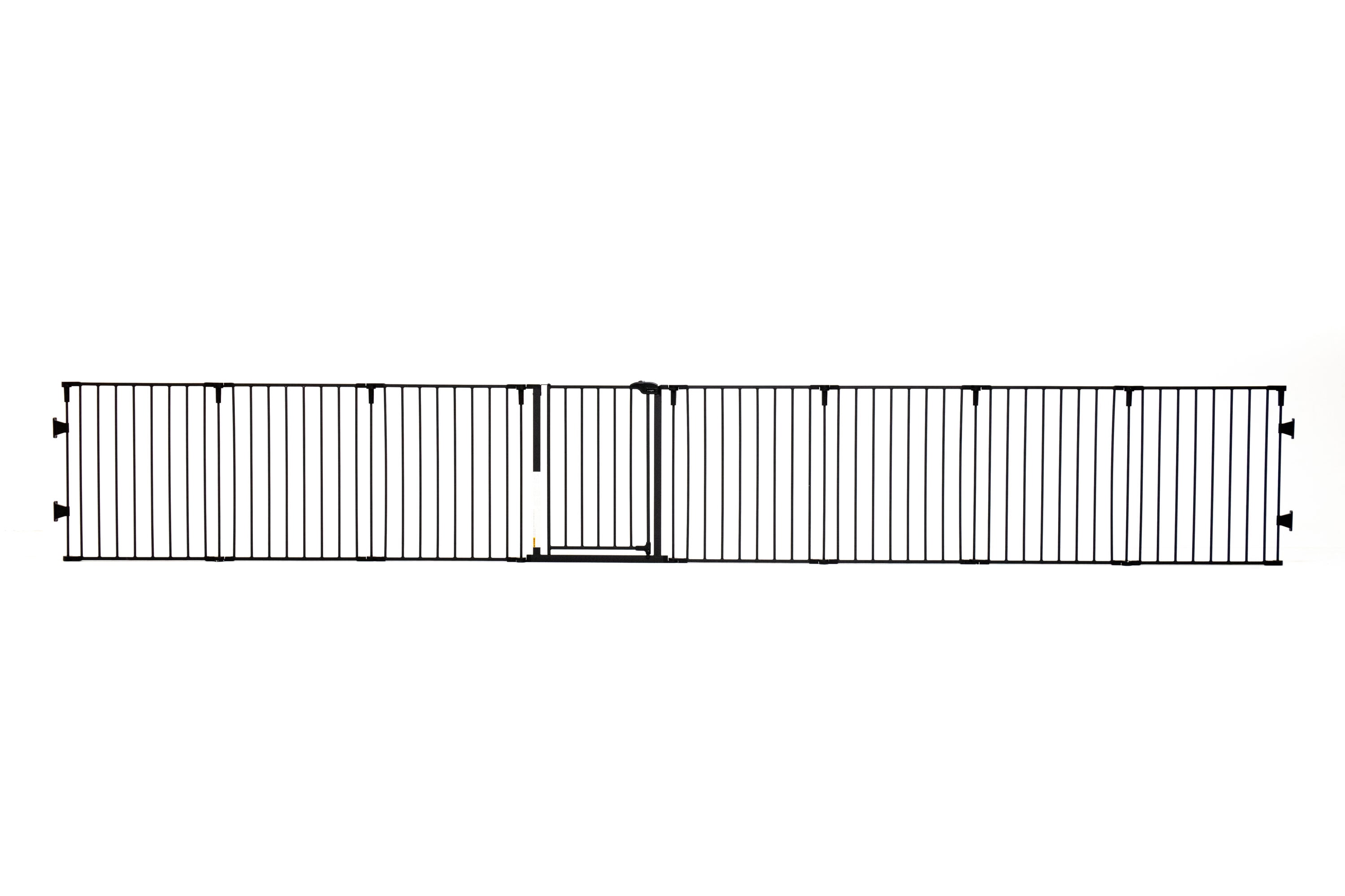 Barrera de seguridad para bebés extragrande y corralito de juegos de 192 pulgadas x 28 pulgadas montado en hardware. Barrera de seguridad de metal negro de 1350 B DS.