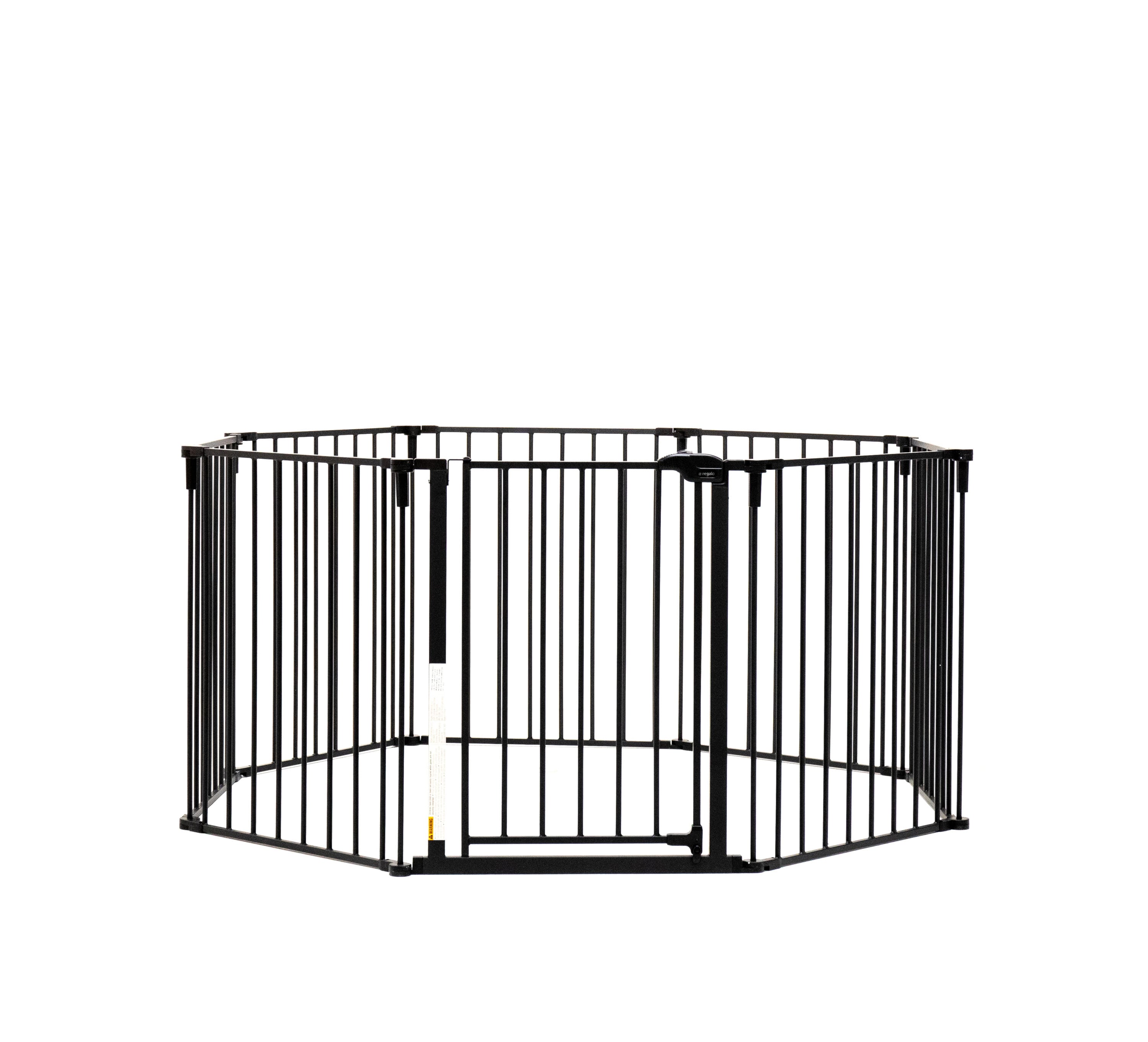 Barrera de seguridad para bebés extragrande y corralito de juegos de 192 pulgadas x 28 pulgadas montado en hardware. Barrera de seguridad de metal negro de 1350 B DS.