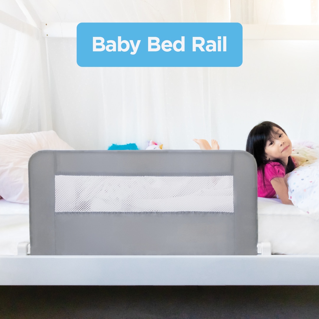Barandilla de cama para bebé de Perma Child Safety, montada a presión/con herrajes, de metal gris, de 1.01 pulgadas x 17.7 pulgadas