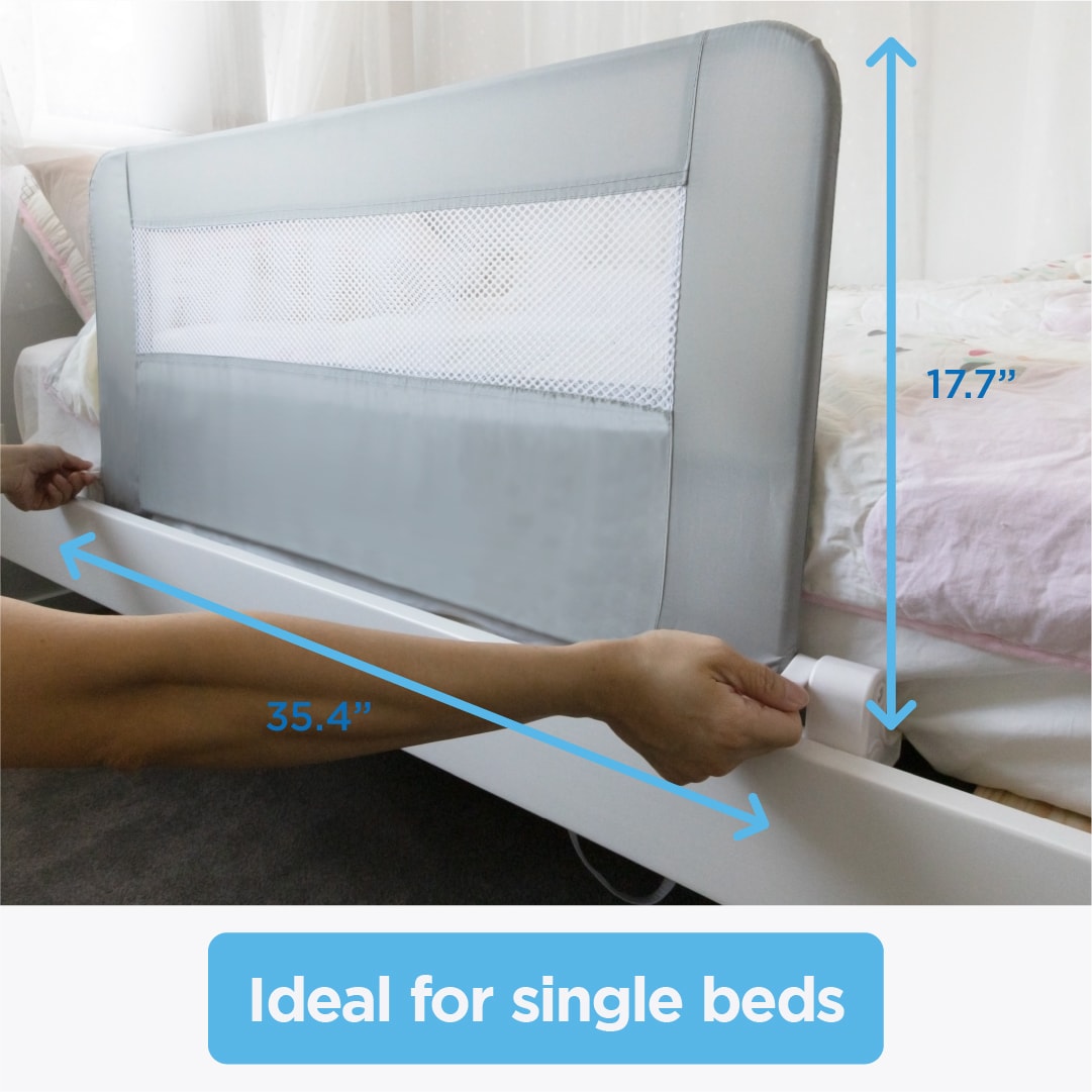 Barandilla de cama para bebé de Perma Child Safety, montada a presión/con herrajes, de metal gris, de 1.01 pulgadas x 17.7 pulgadas