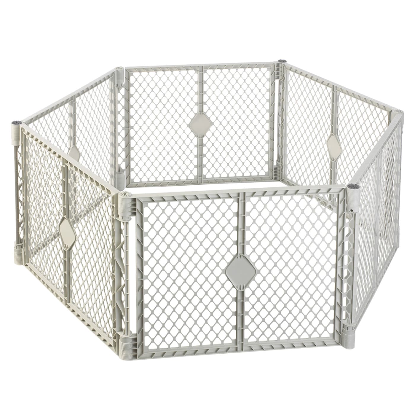 Corralito de seguridad de plástico gris montado a presión/con herrajes de 192 pulgadas x 26 pulgadas con puerta Toddleroo de North States 8671