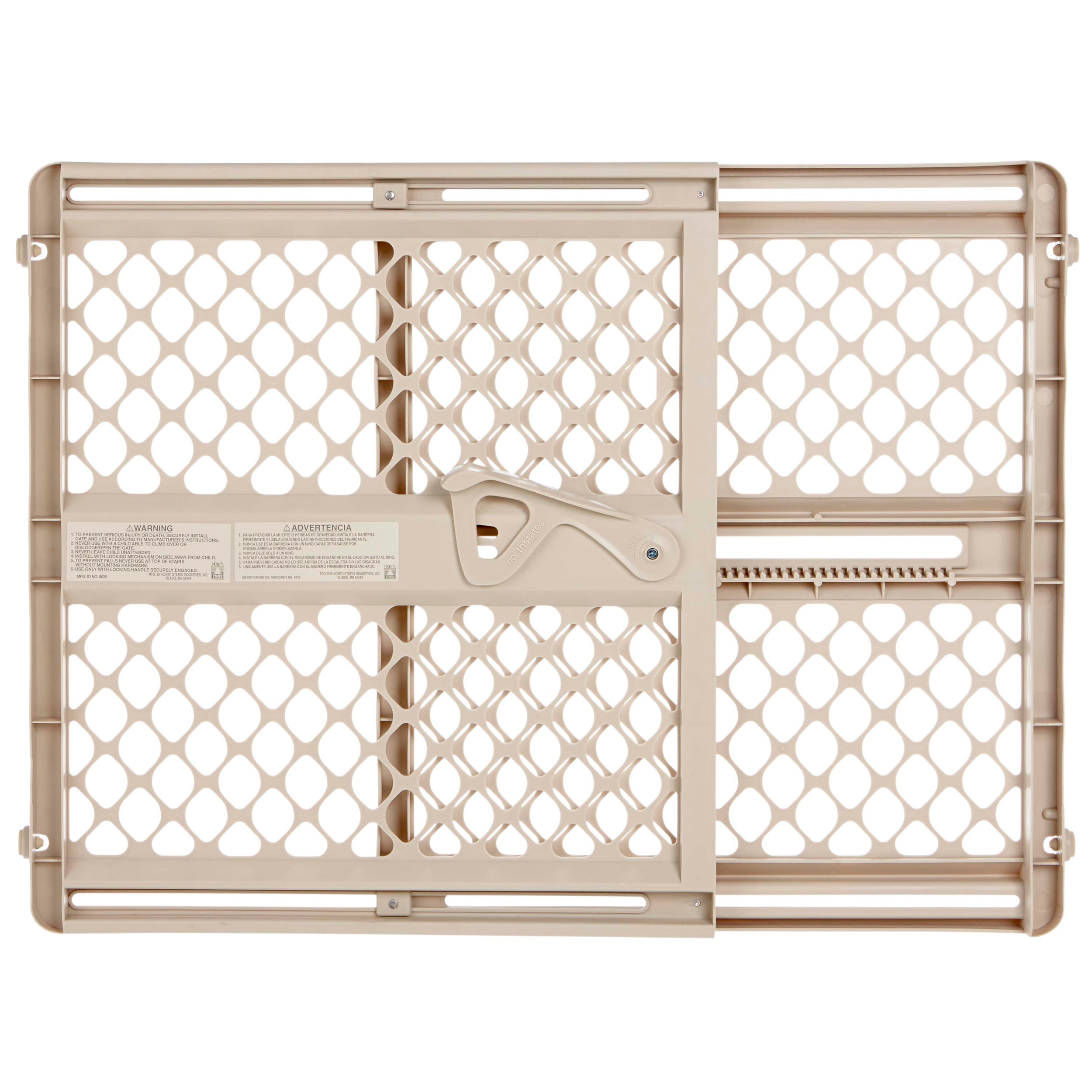 Barrera de seguridad de plástico color beige montada a presión/con herrajes de 42 pulgadas x 26 pulgadas Toddleroo de North States 8718