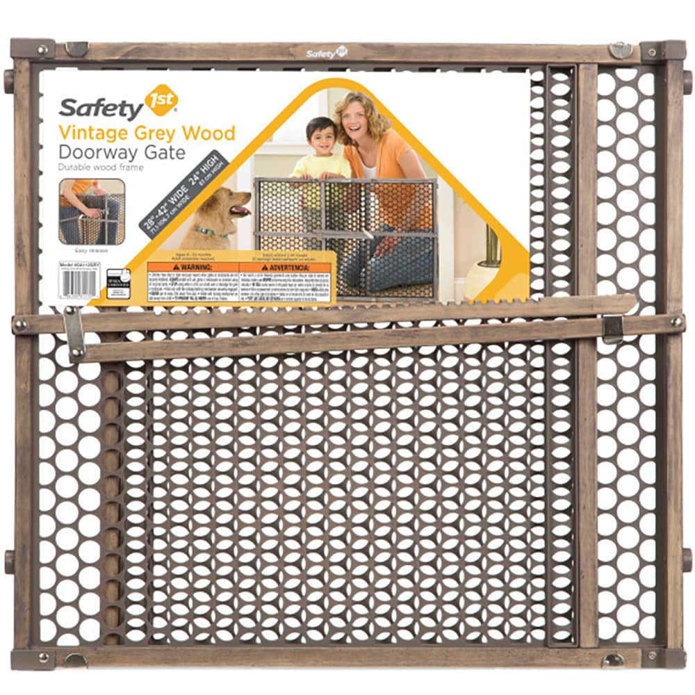 Puerta de Seguridad de Madera Gris Vintage montada a Presión Safety 1st de 42 pulgadas x 24 pulgadas GA112GRYA1
