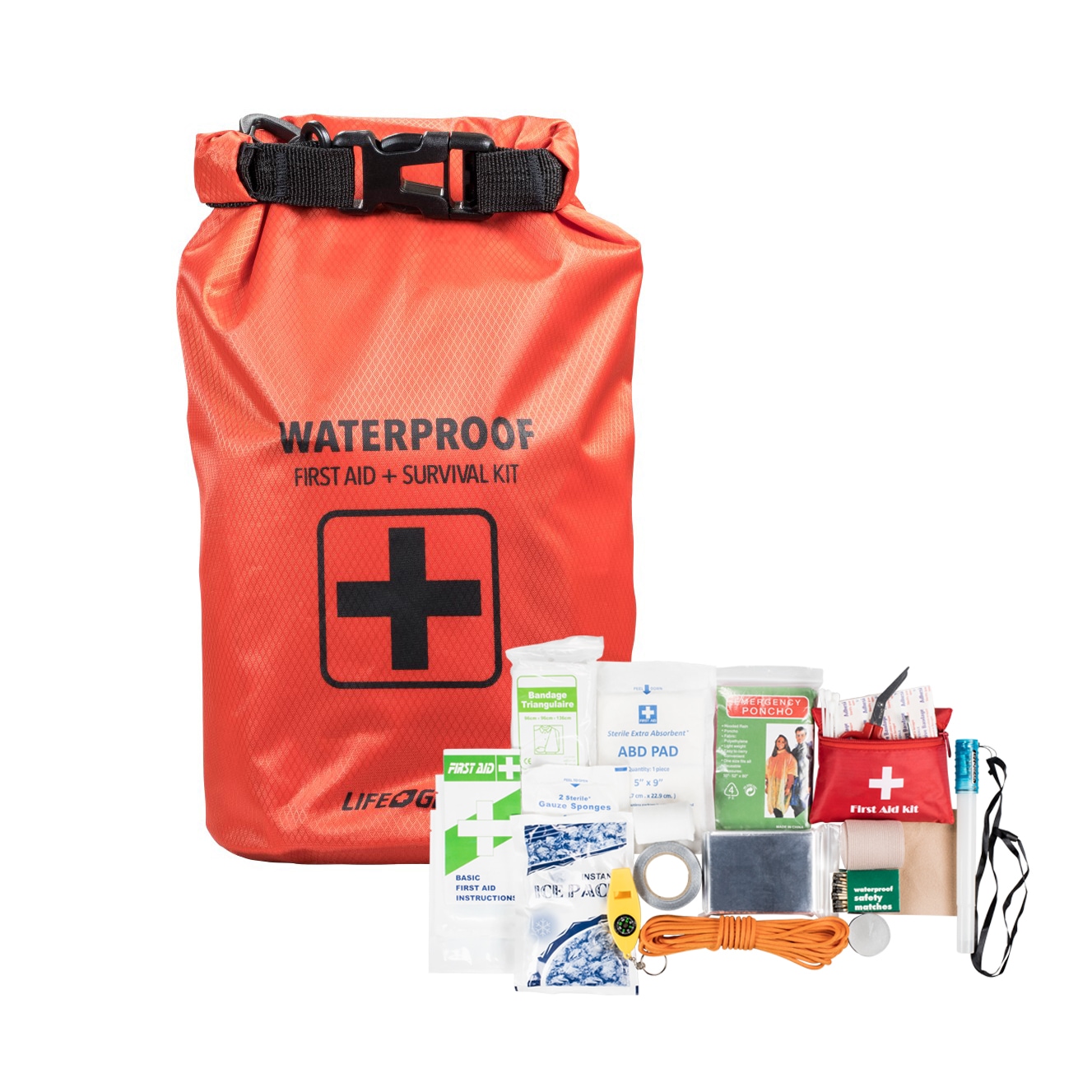 Kit de emergencia multiuso de nylon impermeable de 130 piezas de Dorcy International 41-3820.