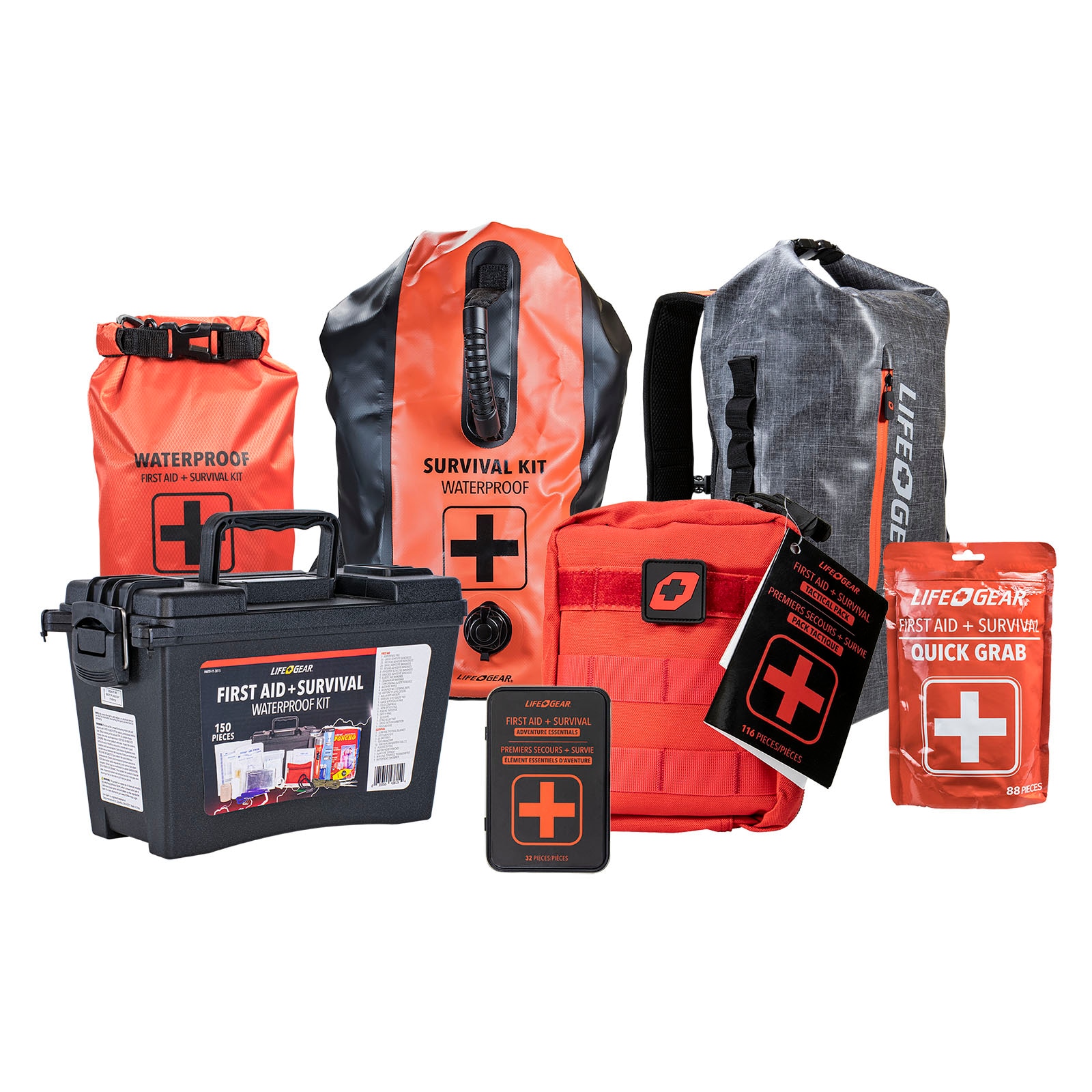 Kit de emergencia multiuso de nylon impermeable de 130 piezas de Dorcy International 41-3820.