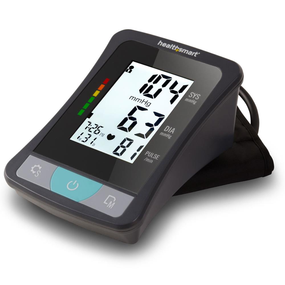 Monitor de presión arterial digital para brazo con pantalla LCD de HealthSmart con kit de emergencia de nylon 04-645-001