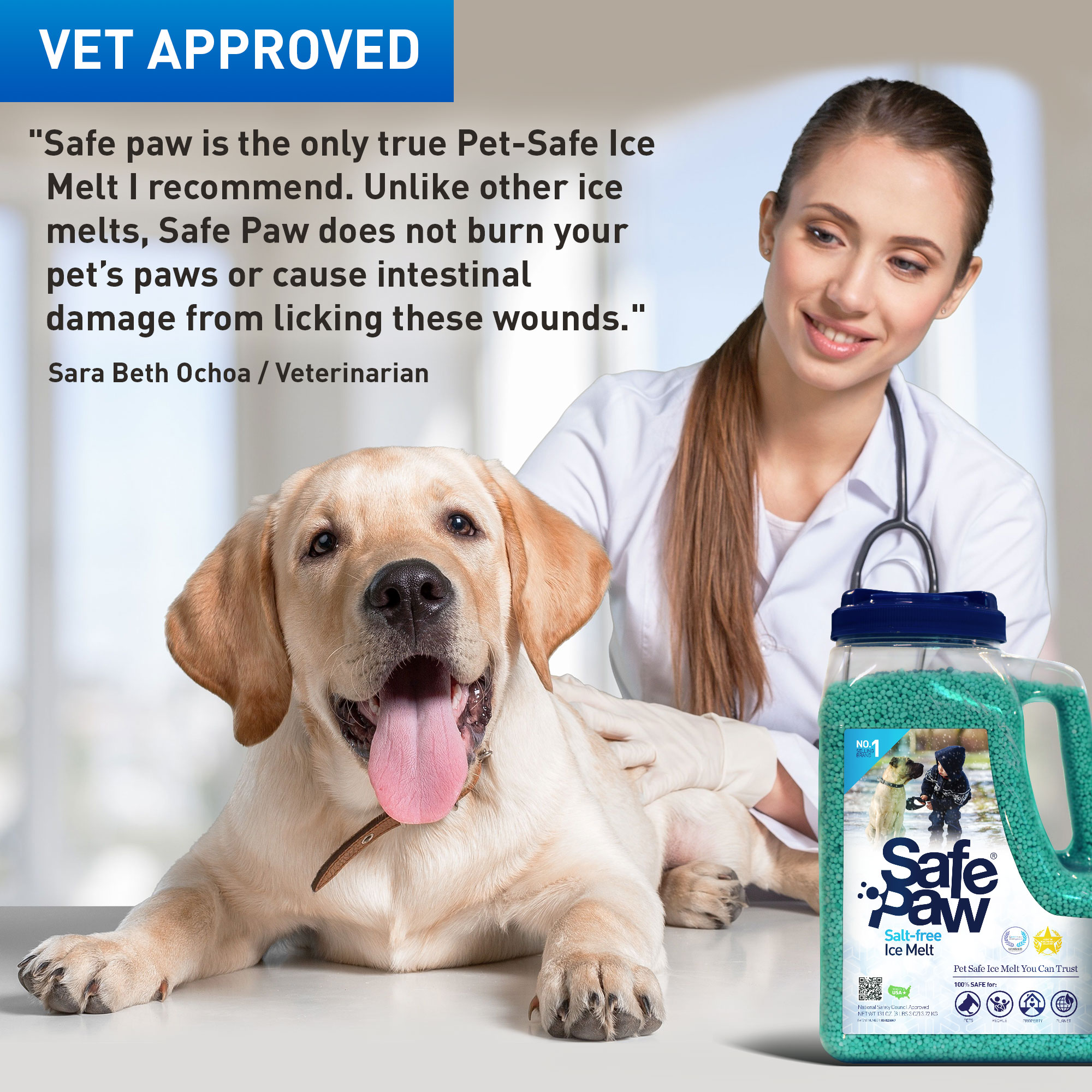 Protector de Patas Seguro 8.3 libras. Más Seguro para Mascotas Urea Modificada con Inhibidor de Nitrógeno Deshielo de Hielo Geo-cristales 41818