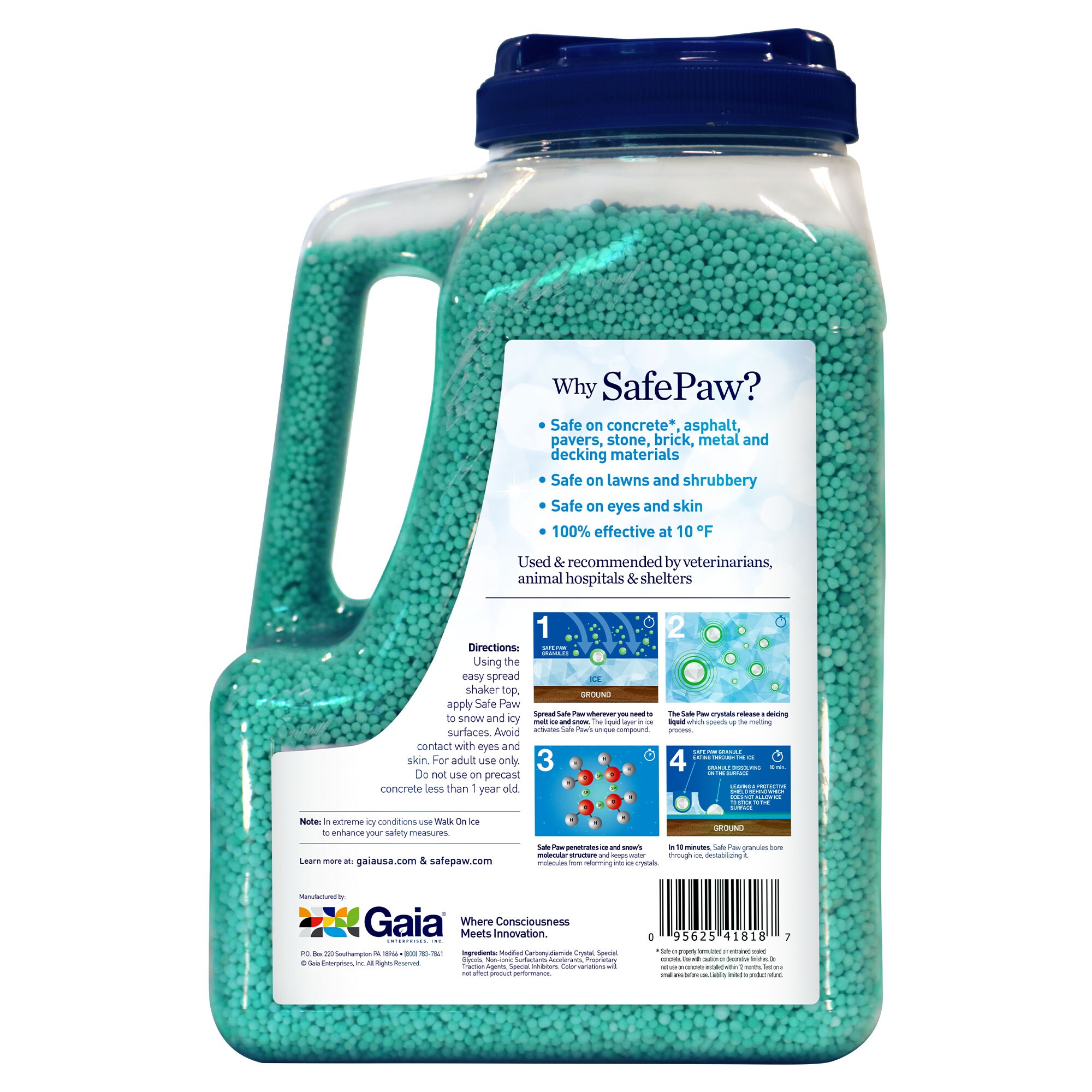 Protector de Patas Seguro 8.3 libras. Más Seguro para Mascotas Urea Modificada con Inhibidor de Nitrógeno Deshielo de Hielo Geo-cristales 41818