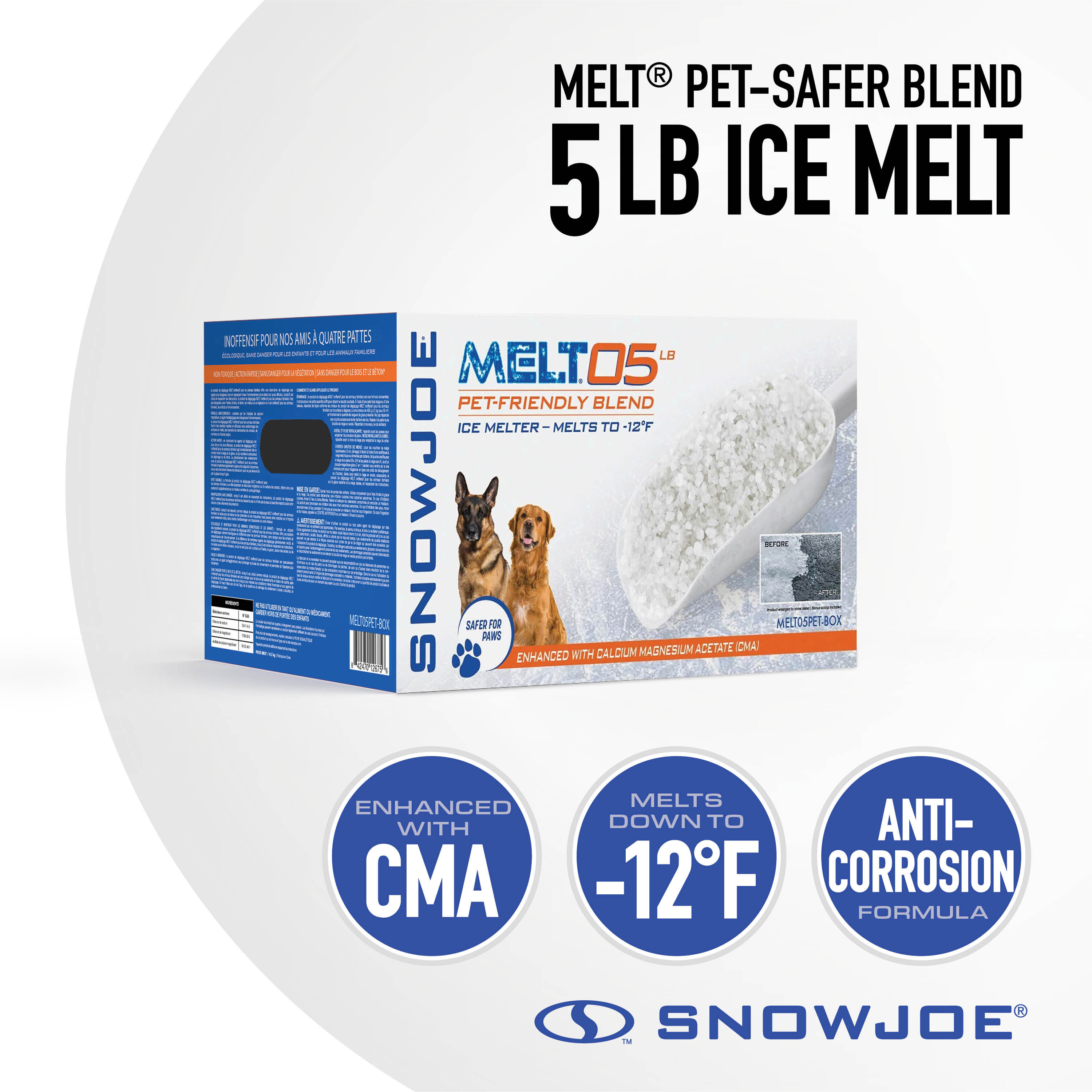 5 libras Safer For Pets Granulos de Sal para derretir hielo con cloruro de sodio MELT05PET-BOX de Snow Joe