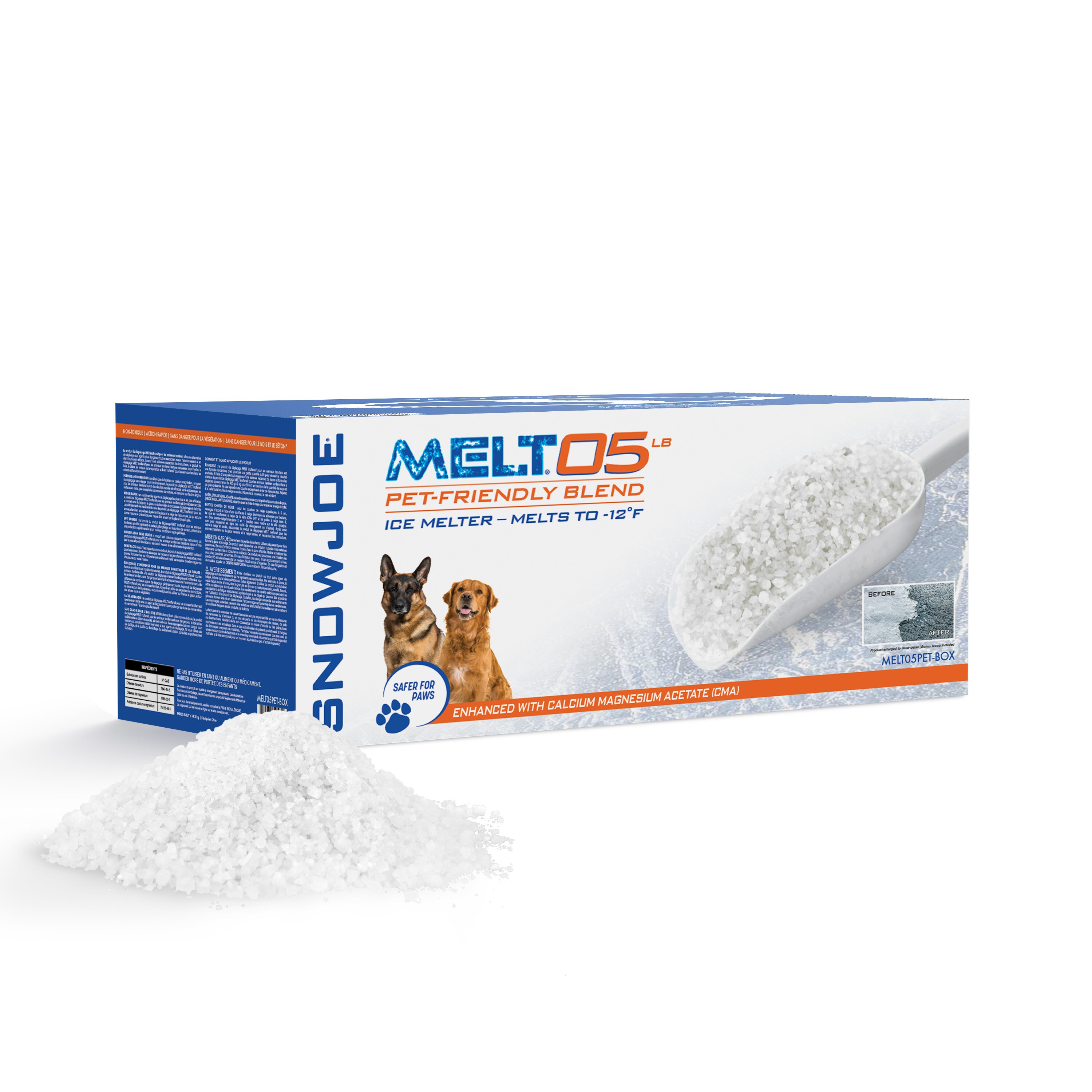 5 libras Safer For Pets Granulos de Sal para derretir hielo con cloruro de sodio MELT05PET-BOX de Snow Joe