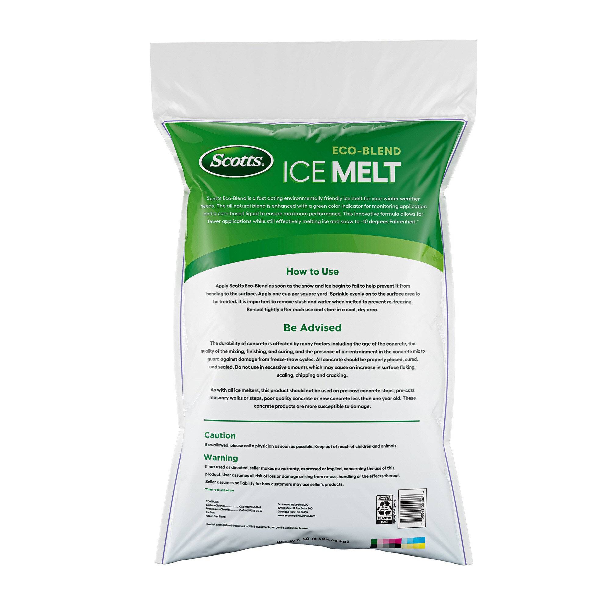 Descongelante de hielo natural de cloruro de sodio pulverizado con magnesio líquido/color Índigo Scotts 22500 libras 9-count gránulos 50B-SCOTTS-9PLT