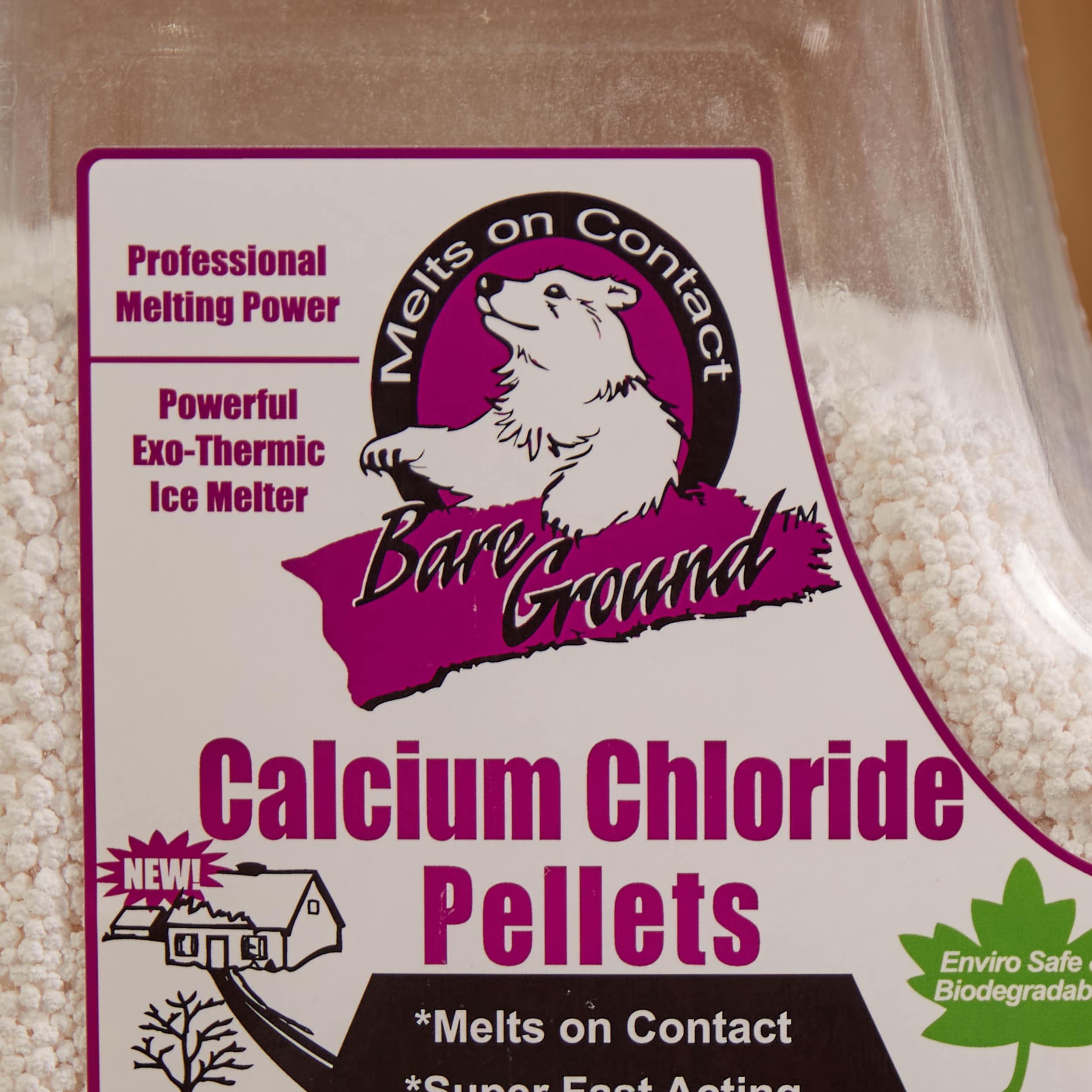 - Pellets de cloruro de calcio actúan rápido Bare Ground 7 lb Natural Más seguro para mascotas Derretimiento de hielo BGCCP-12