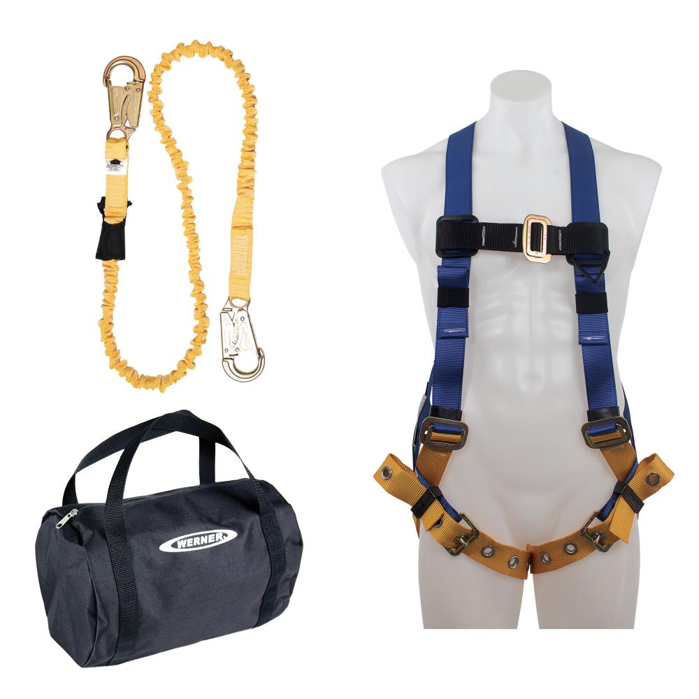 Kit Aéreo de Werner con Arnés Estándar Basewear, Lanyard Softcoil de 6 pies Equipo de Protección contra Caídas K122023