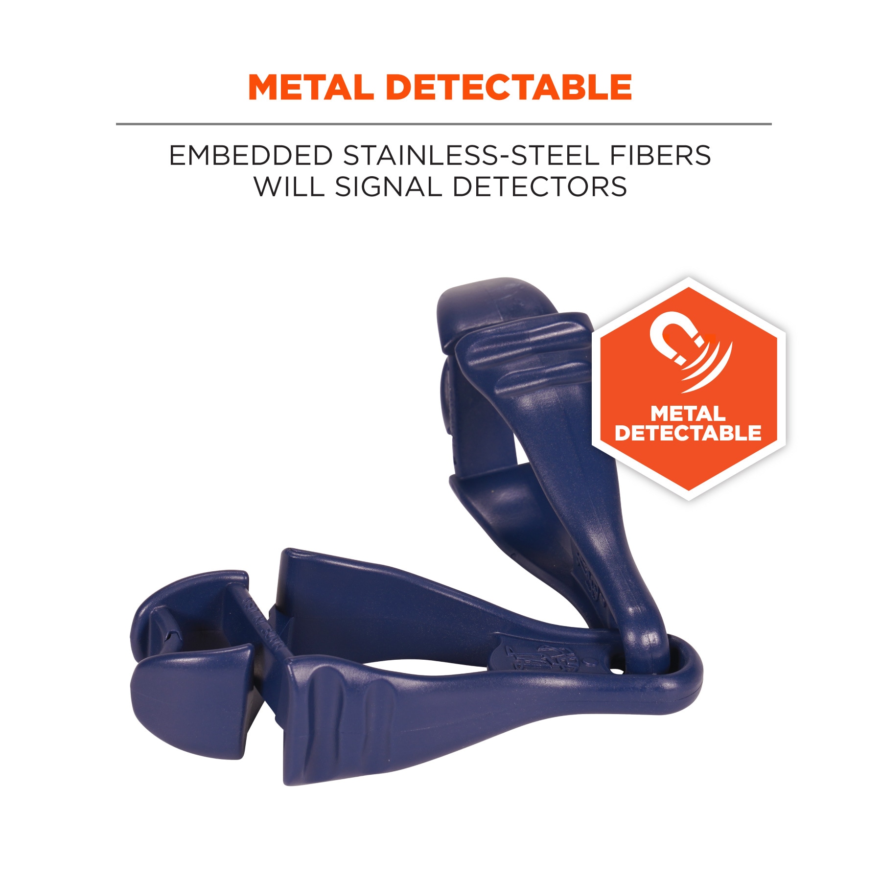 Ergodyne 3400md Clip de Guante Detectable de Metal en Azul Profundo - Montaje de Doble Clip 19132