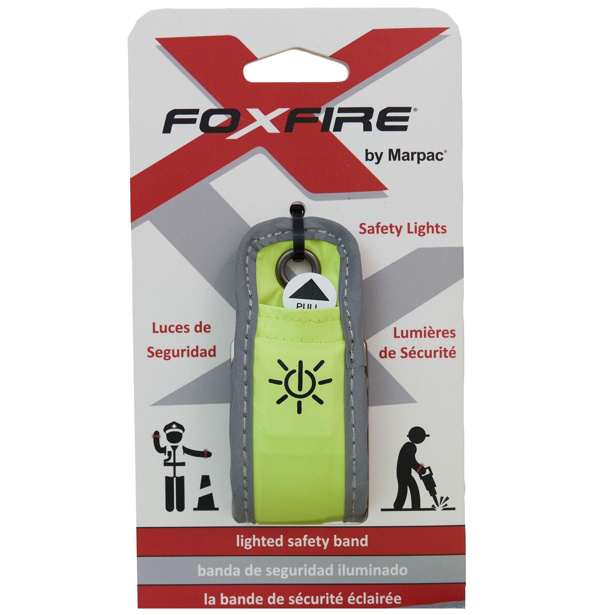 Banda de seguridad Foxfire: Coloca este brazalete altamente reflectante con LEDs intermitentes en tu brazo cuando estés trabajando en entornos con poca luz. Visible a más de 1/2 milla, esta luz tiene dos patrones de destello y un borde reflectante. 6001752