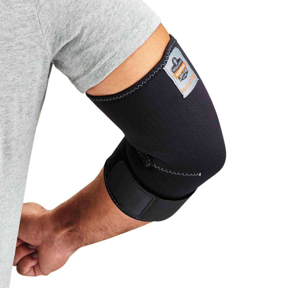Profex Ergodyne Proflex 655 Manga de codo de neopreno con correa, negro, XL 16585