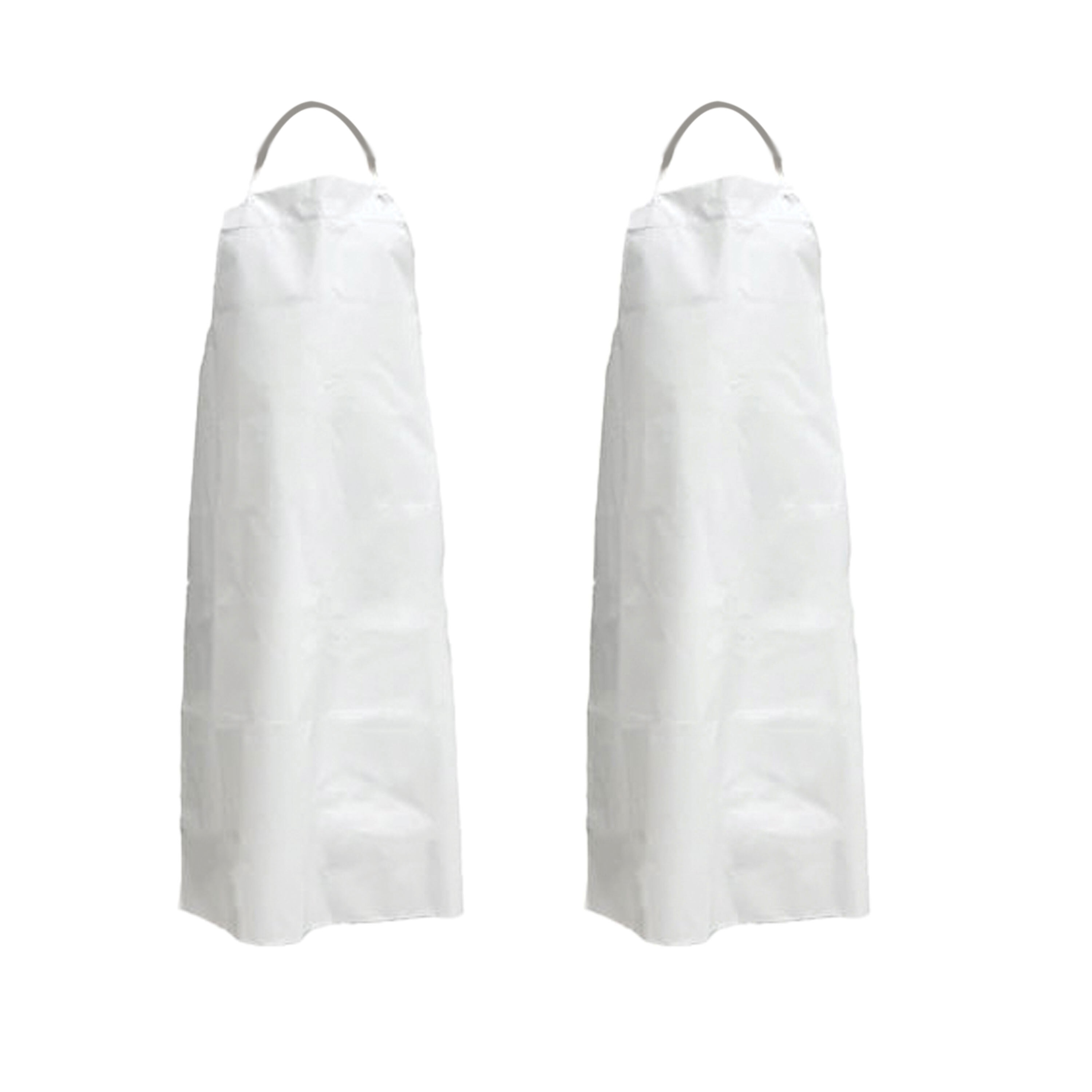Delantal blanco grande de PVC, cuero de poliéster resistente al agua, aceite, 47 x 35 pulgadas, BISON LIFE (paquete de 2) BLKC-ES-PVC-AP1W-2