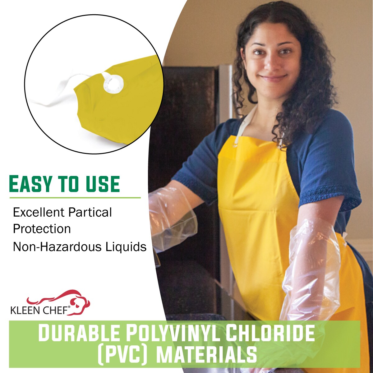 Delantal amarillo grande BISON LIFE de 47 x 35 pulgadas, de PVC, cuero y poliéster impermeable, resistente al agua y al aceite (paquete de 2) BLKC-ES-PVC-AP1Y-2