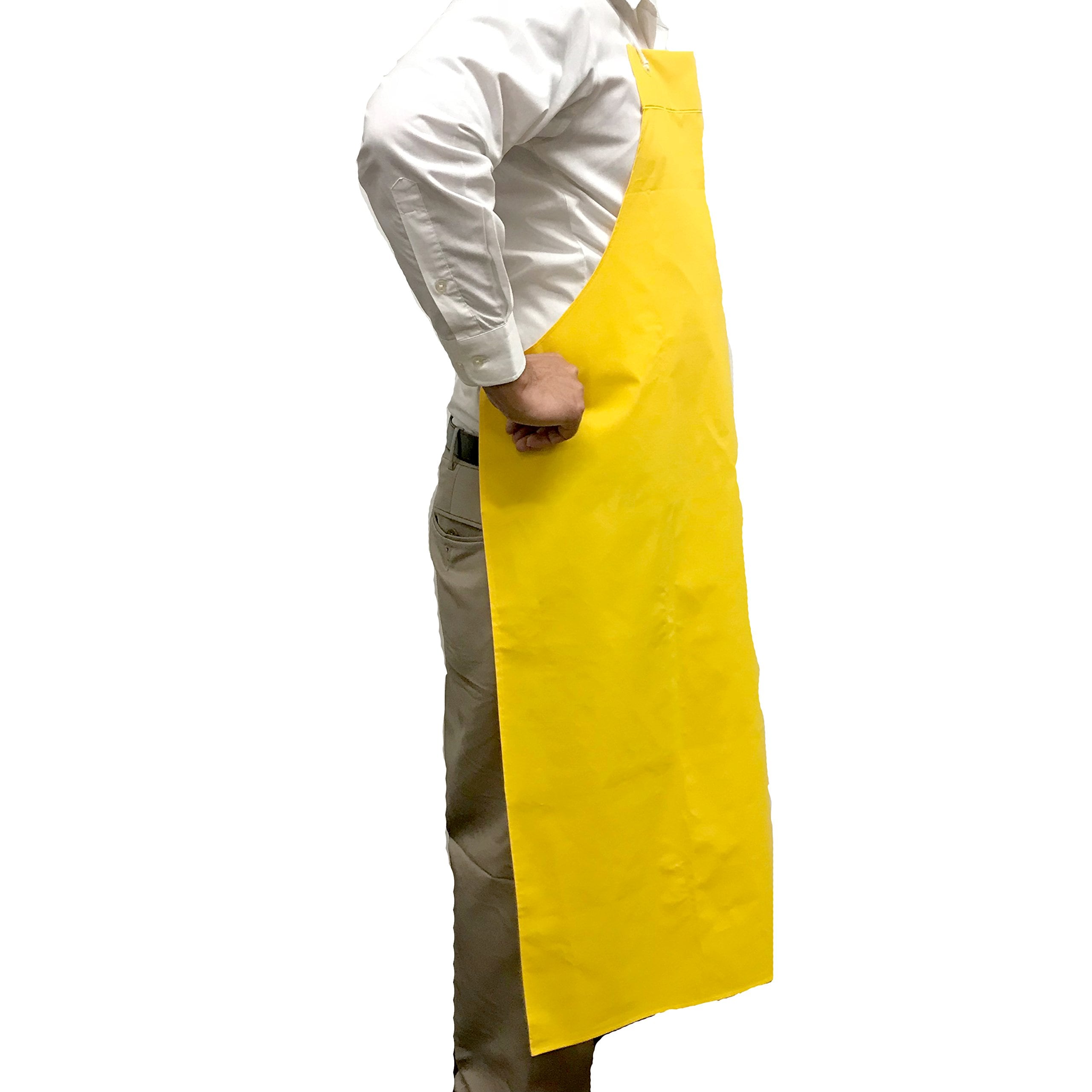 Delantal amarillo grande BISON LIFE de 47 x 35 pulgadas, de PVC, cuero y poliéster impermeable, resistente al agua y al aceite (paquete de 2) BLKC-ES-PVC-AP1Y-2